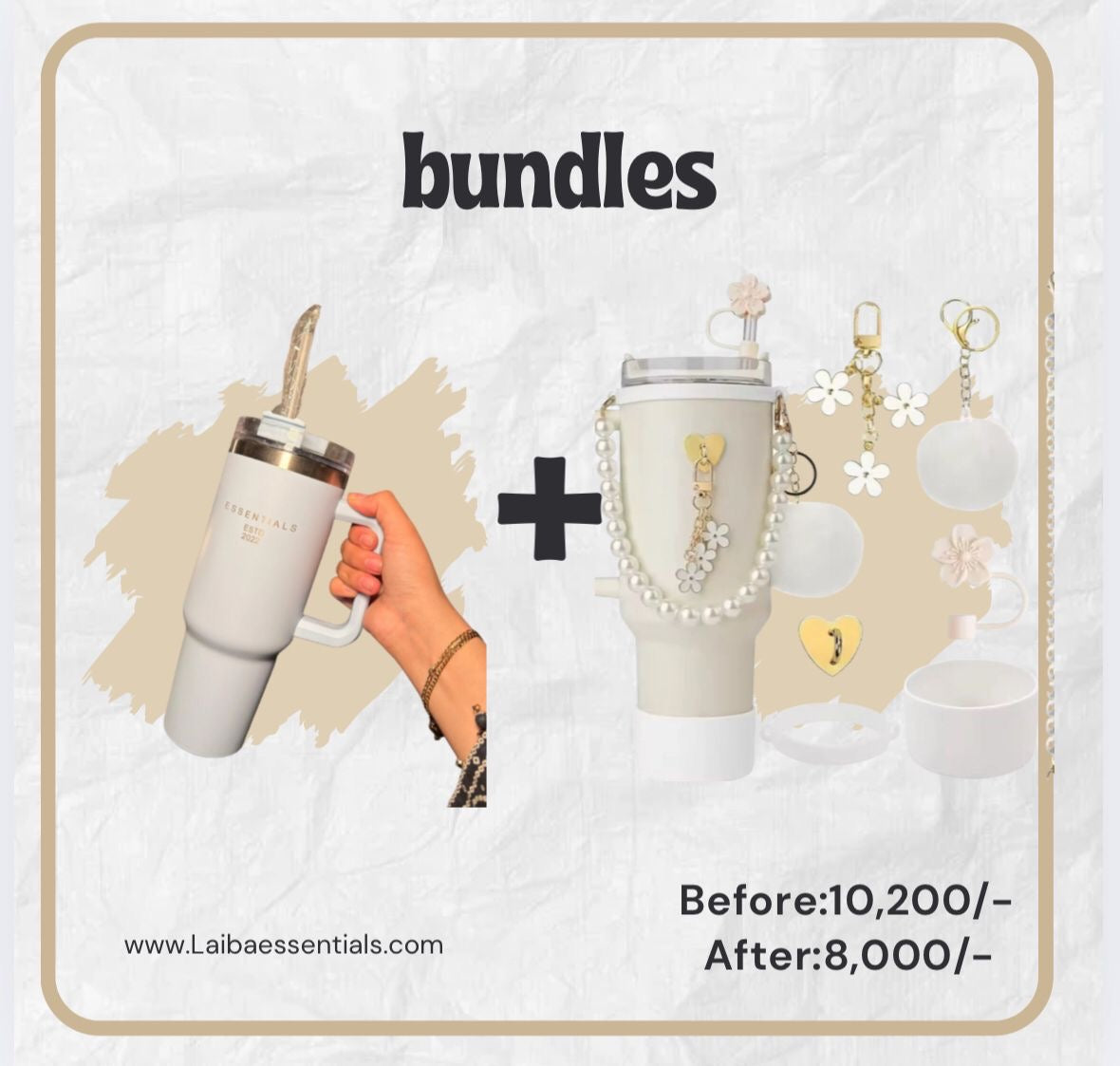 WHITE FLASK QUENCHER TUMBLER BUNDLE