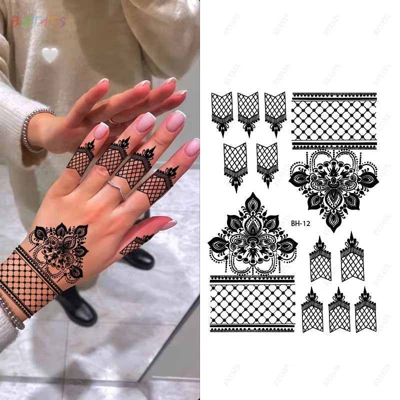 Black Floral Mandala Finger Mehndi Design