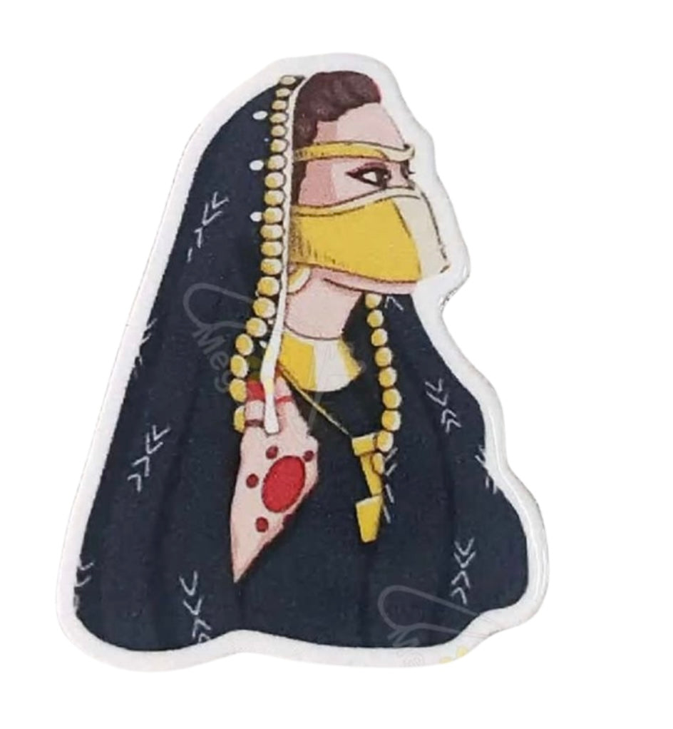 Traditional Woman Illustration Pin – 20 × 25 mm Metal Phone Sticker