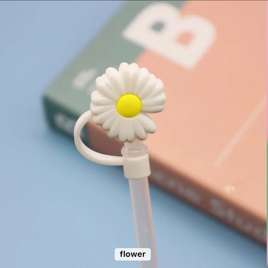 White Flower straw cover