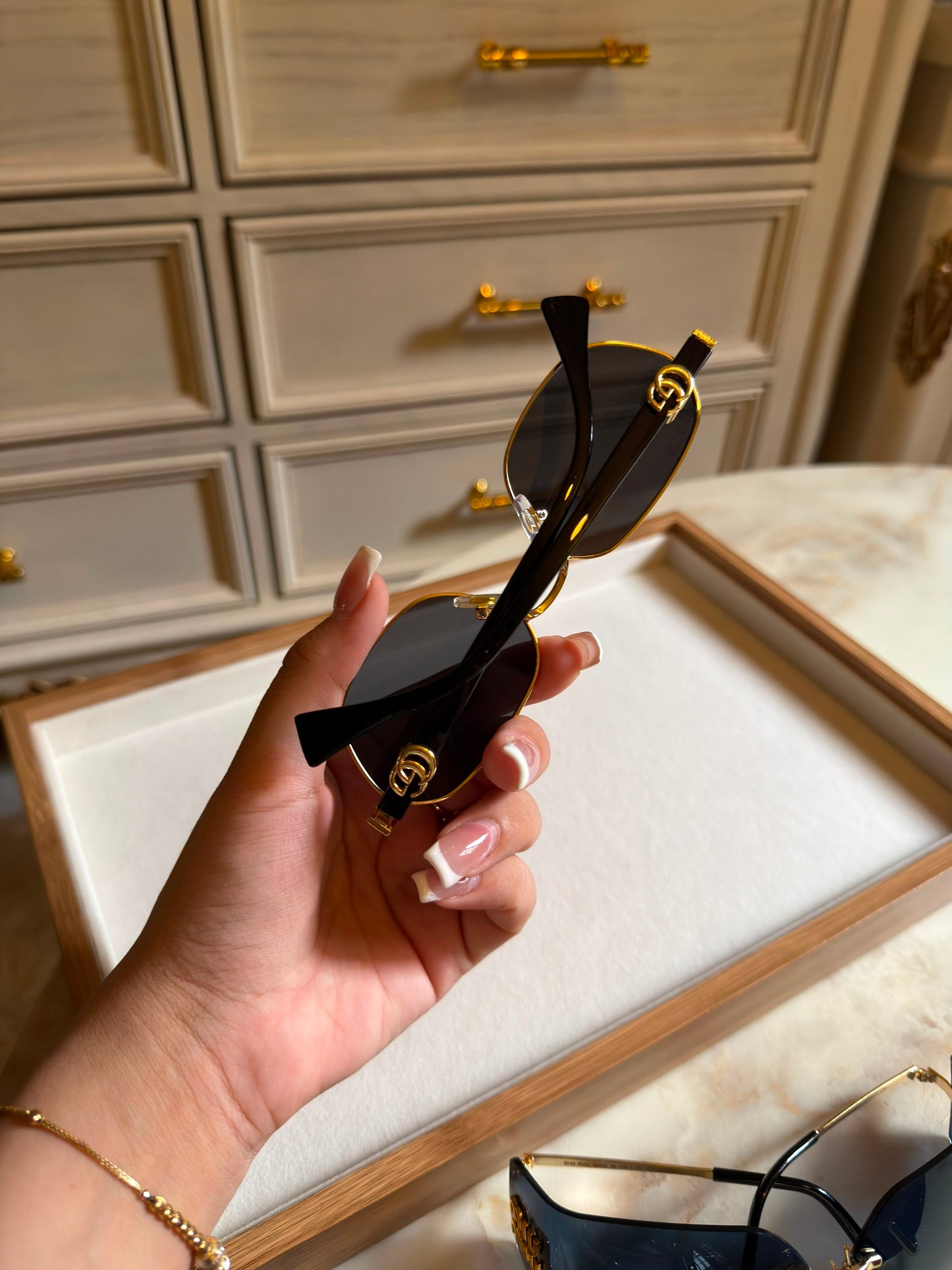 Gucci Gold Hexagonal Sunglasses