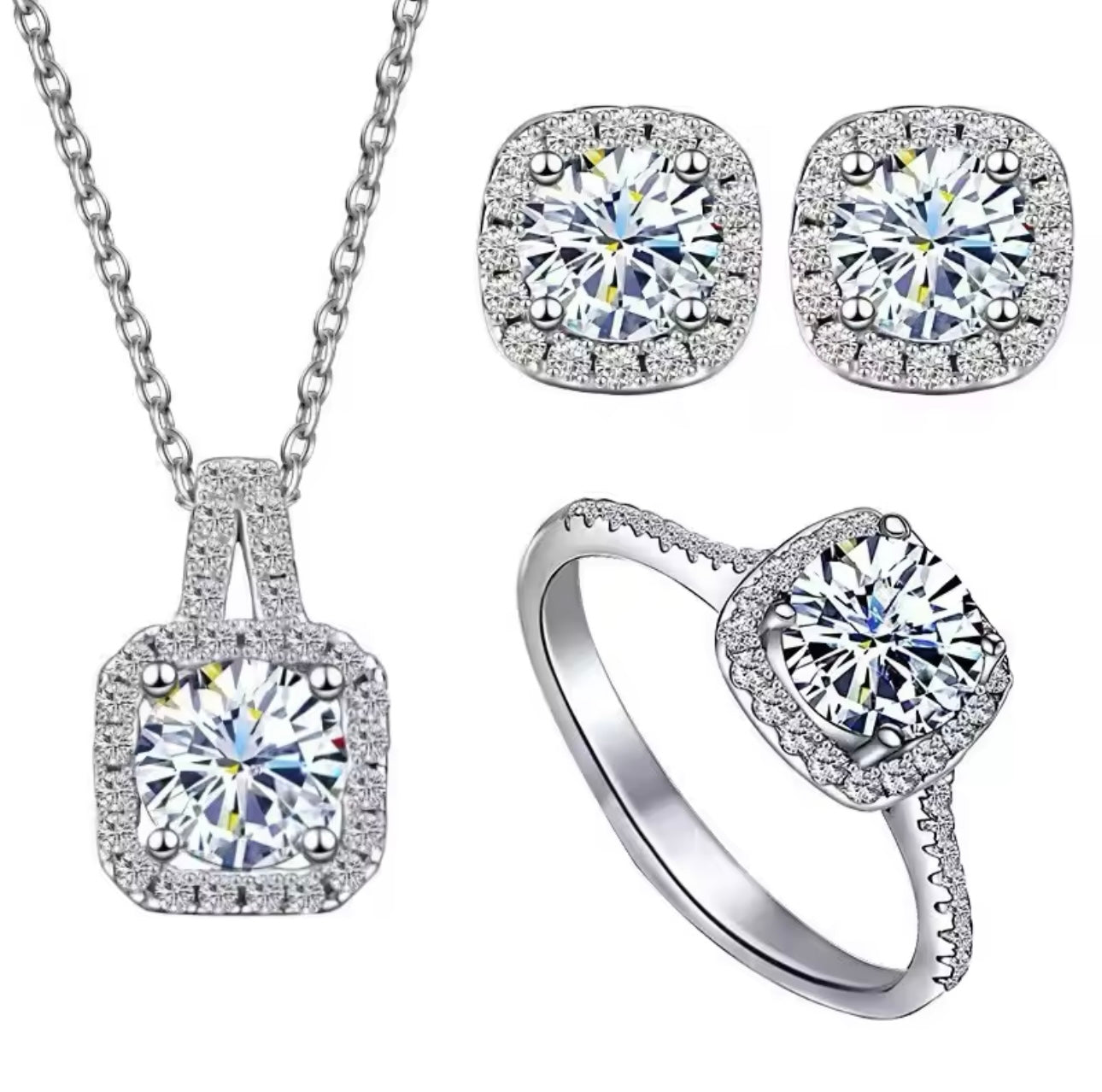 Square Crystal jewelry3pcs set