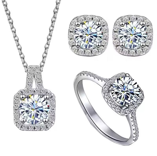 Square Crystal jewelry3pcs set size 7
