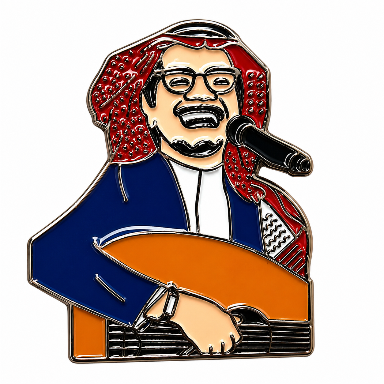 Arab Singer Playing Guitar Metal Phone Charm Sticker