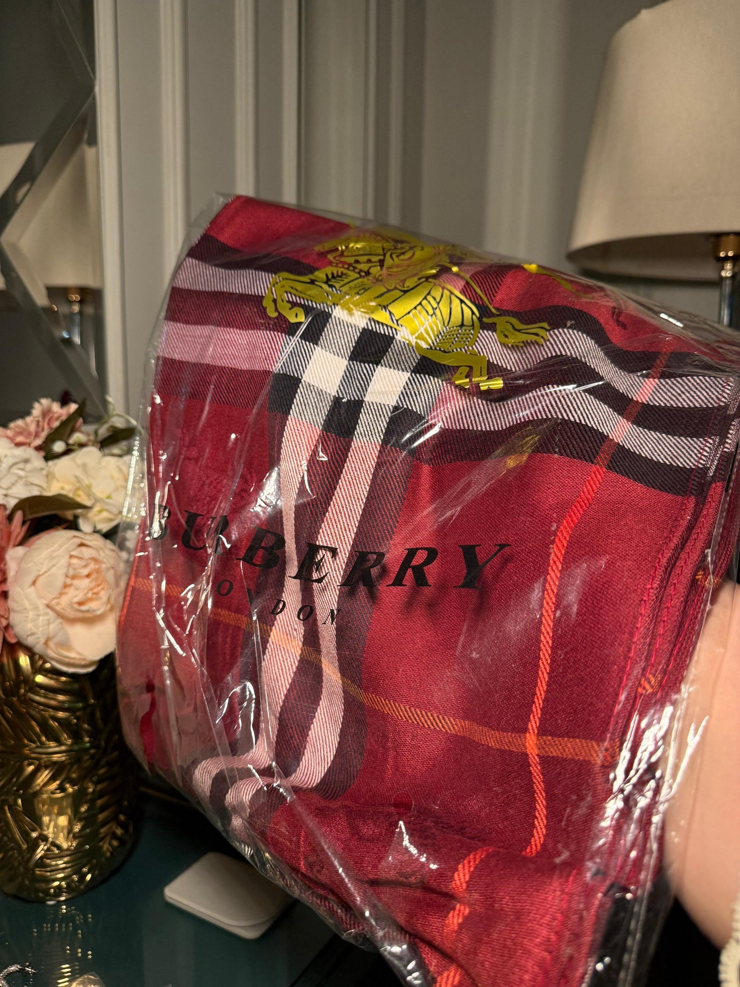 Burberry red scarf/ stole
