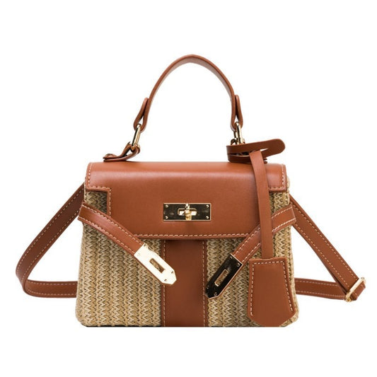 Brown Rattan mini Kelly bag (immediate delivery)