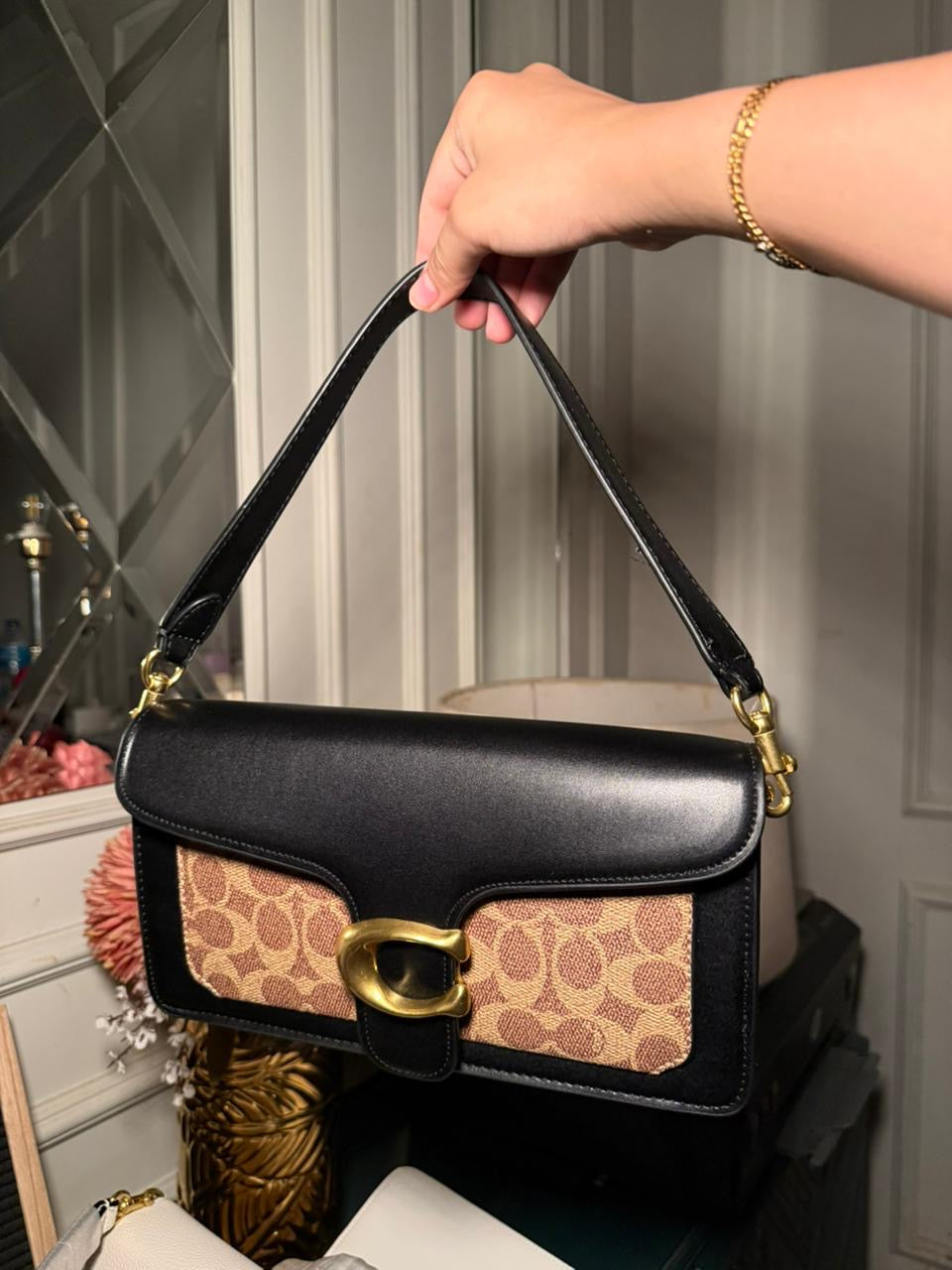 BLACK CANVA TABBY COACH SHOULDER BAG (WITH BOX) (IMMEDIATE DELIVERY AVAILABLE) 26CM