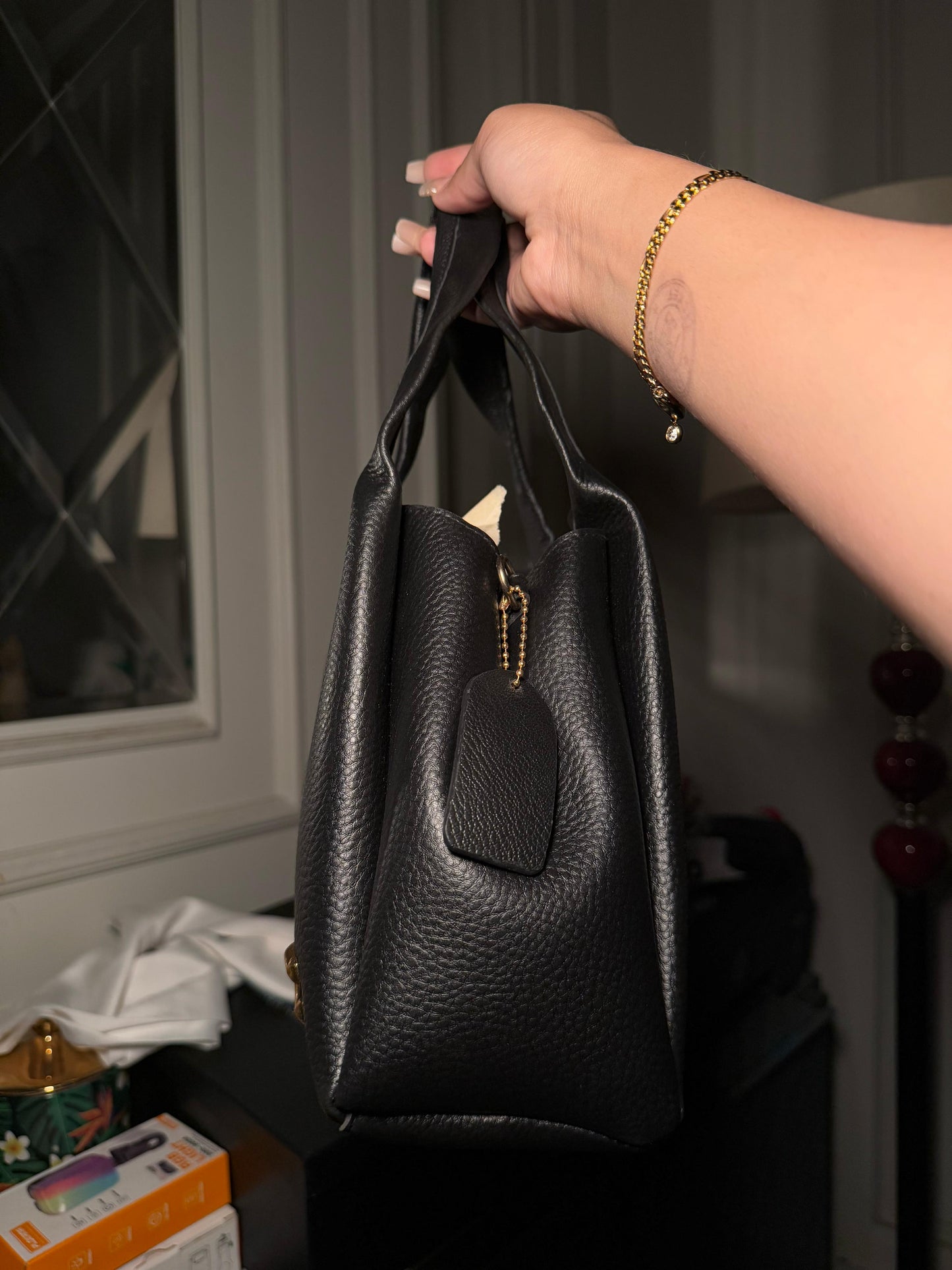 Coach Lana Shoulder Bag 23 In Signature Jacquard black Leather