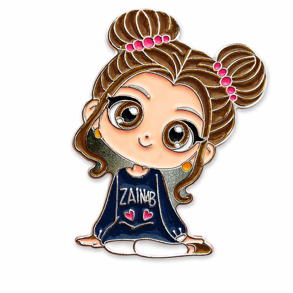 Cute Girl “Zainab” Cartoon Metal Phone Charm Sticker