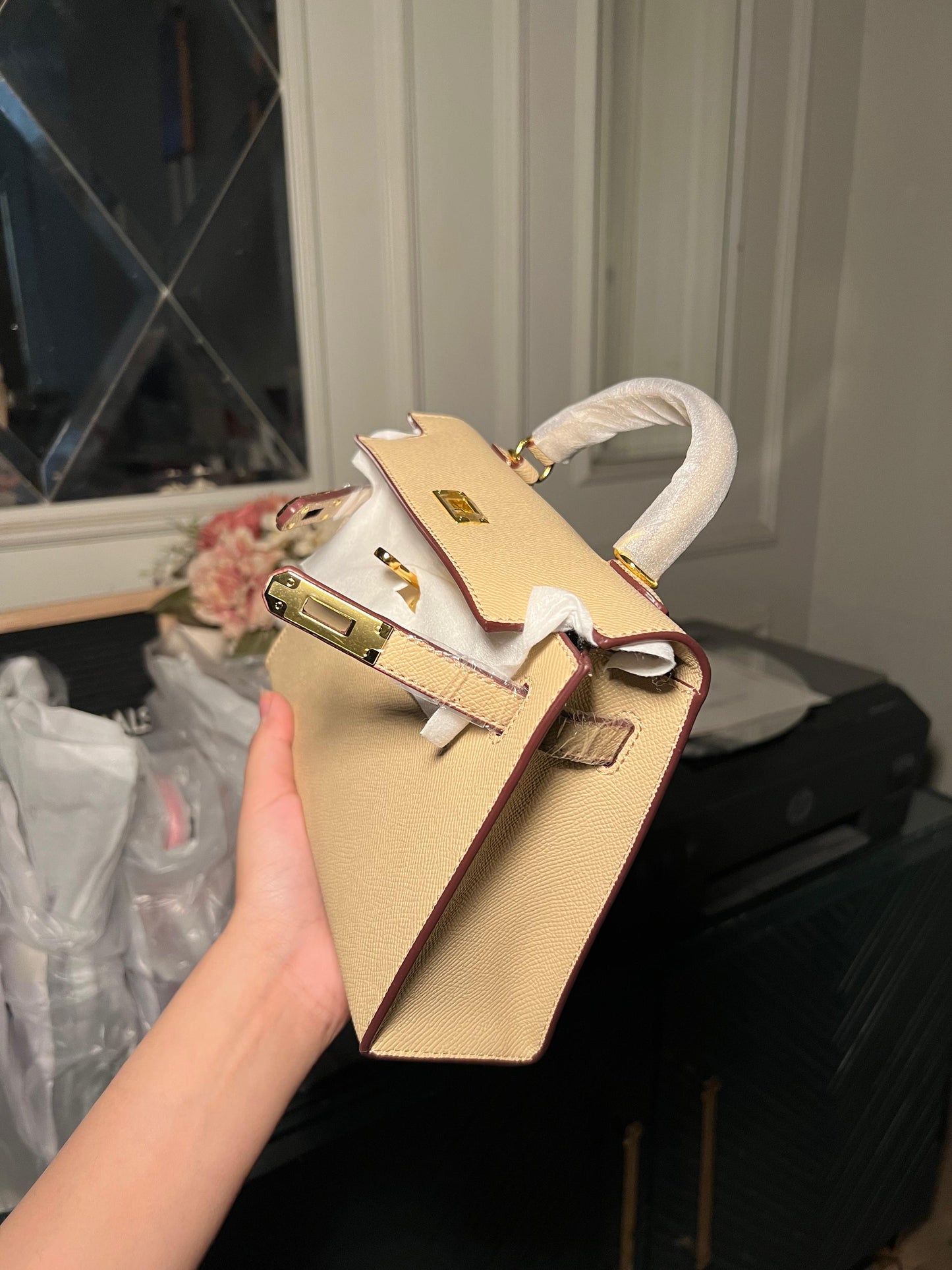 Beige Mini Kelly Bag (available for immediate delivery)