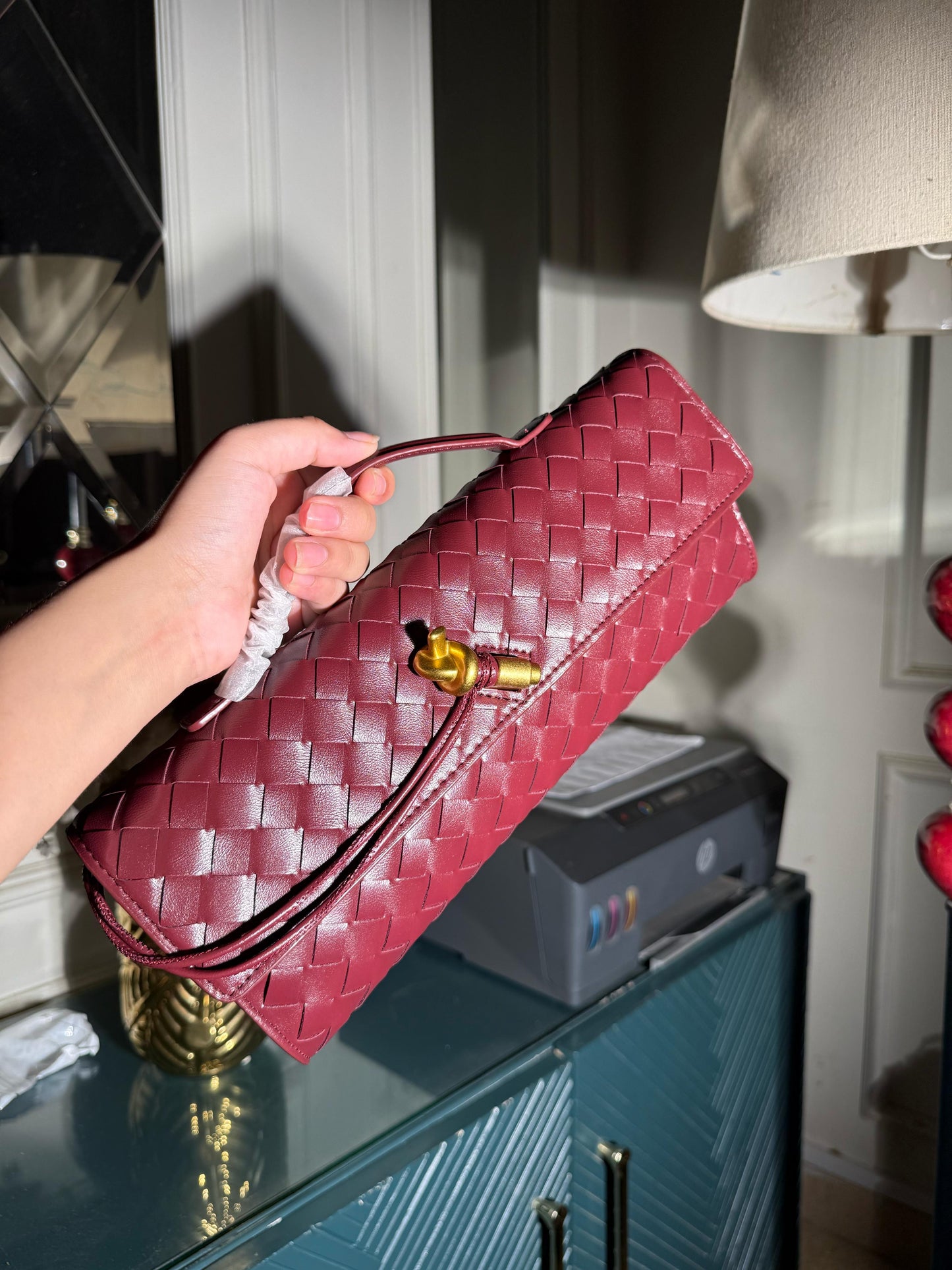 Bottega Veneta Red Vine Long Bag (IMMEDIATE DELIVERY AVAILABLE) (WITH BOX)