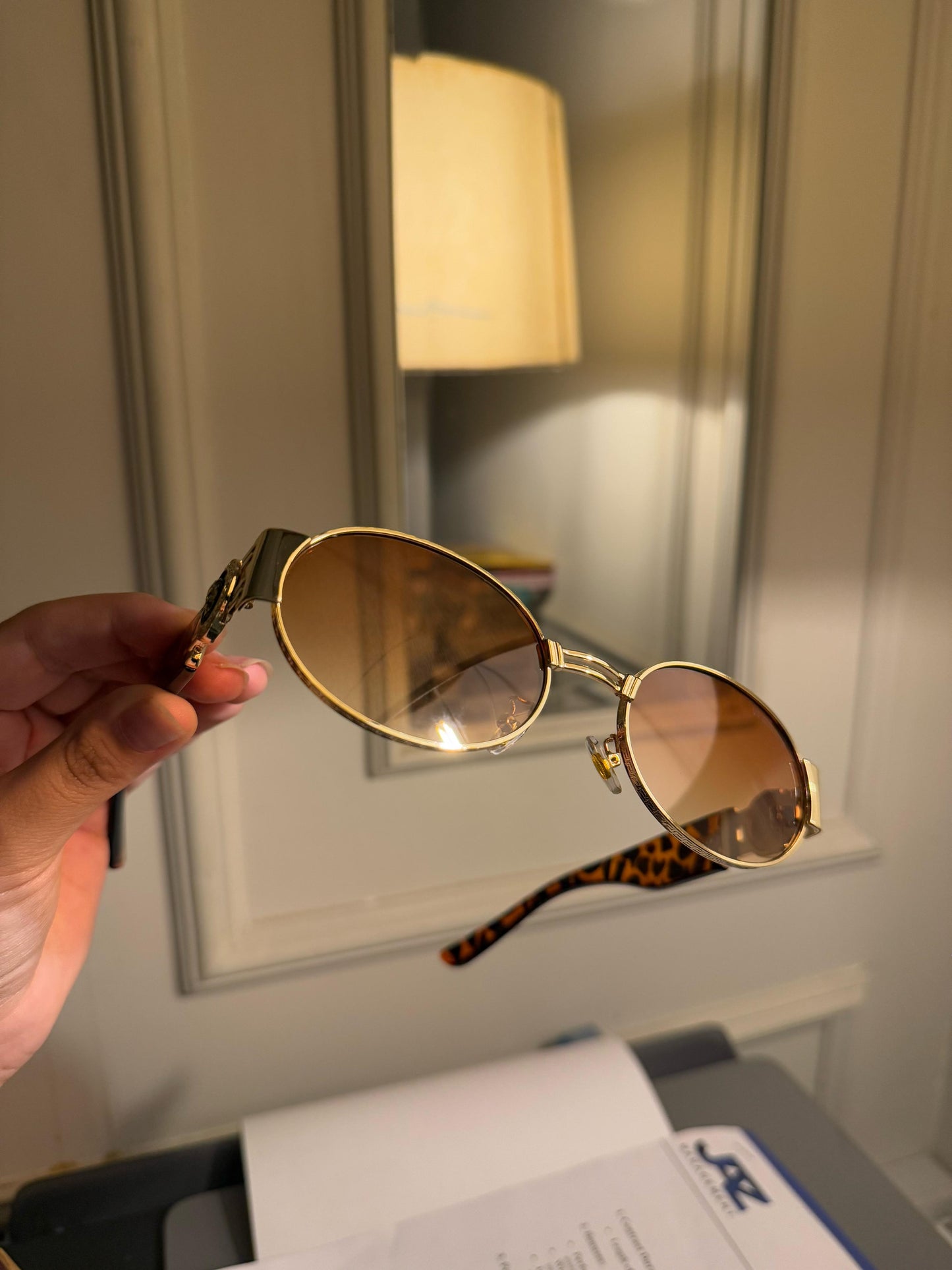 Cheetah print metal frame Versace glasses