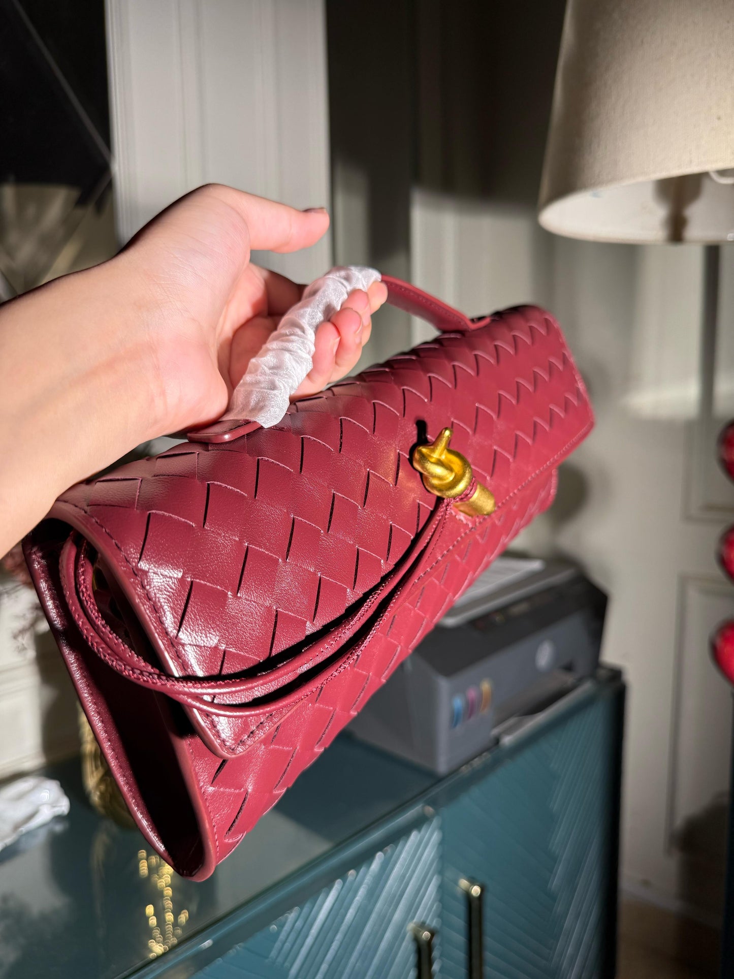 Bottega Veneta Red Vine Long Bag (IMMEDIATE DELIVERY AVAILABLE) (WITH BOX)