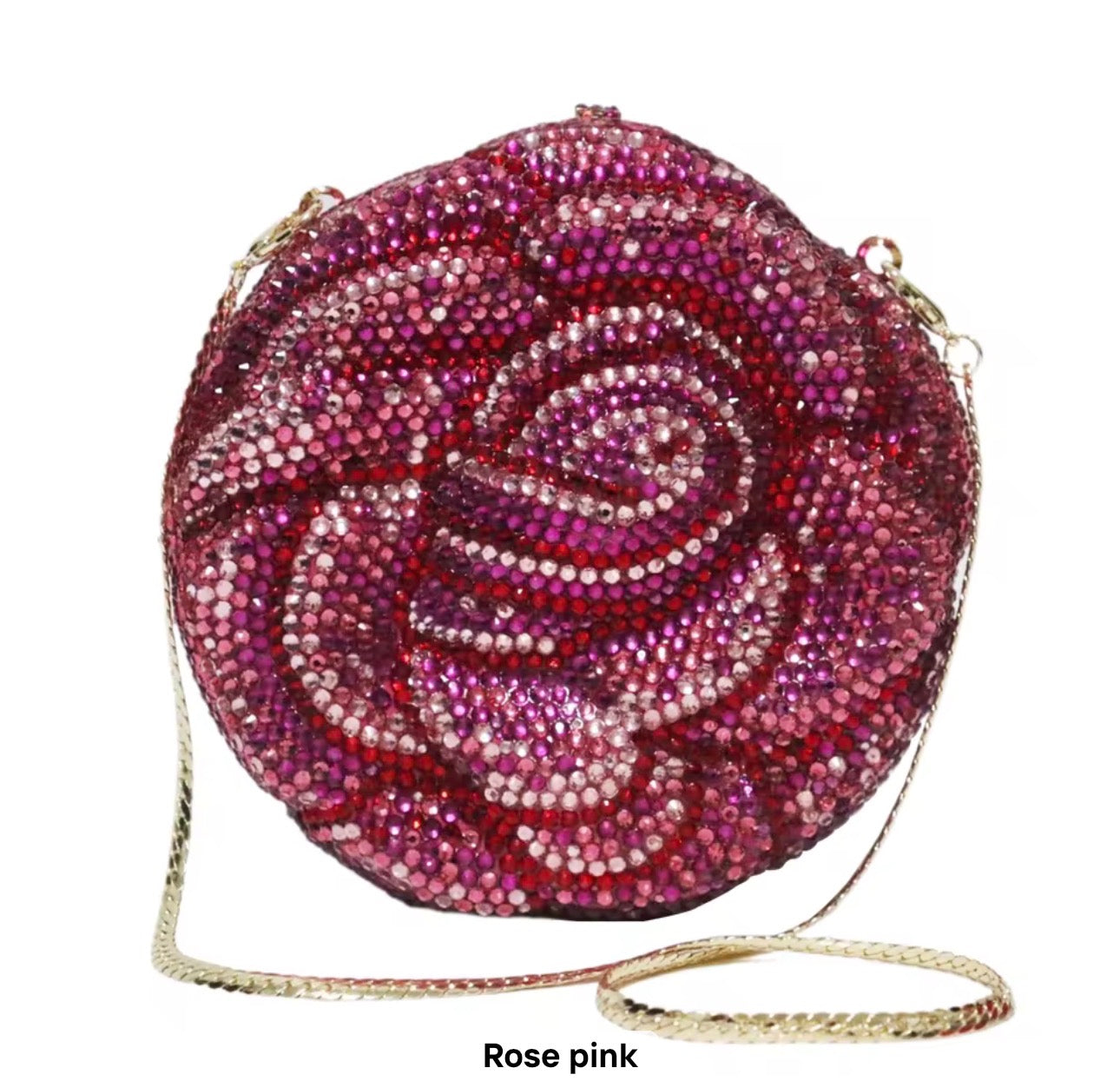 Rose Pink Crystal Rose Clutch(15-20 days delivery time)