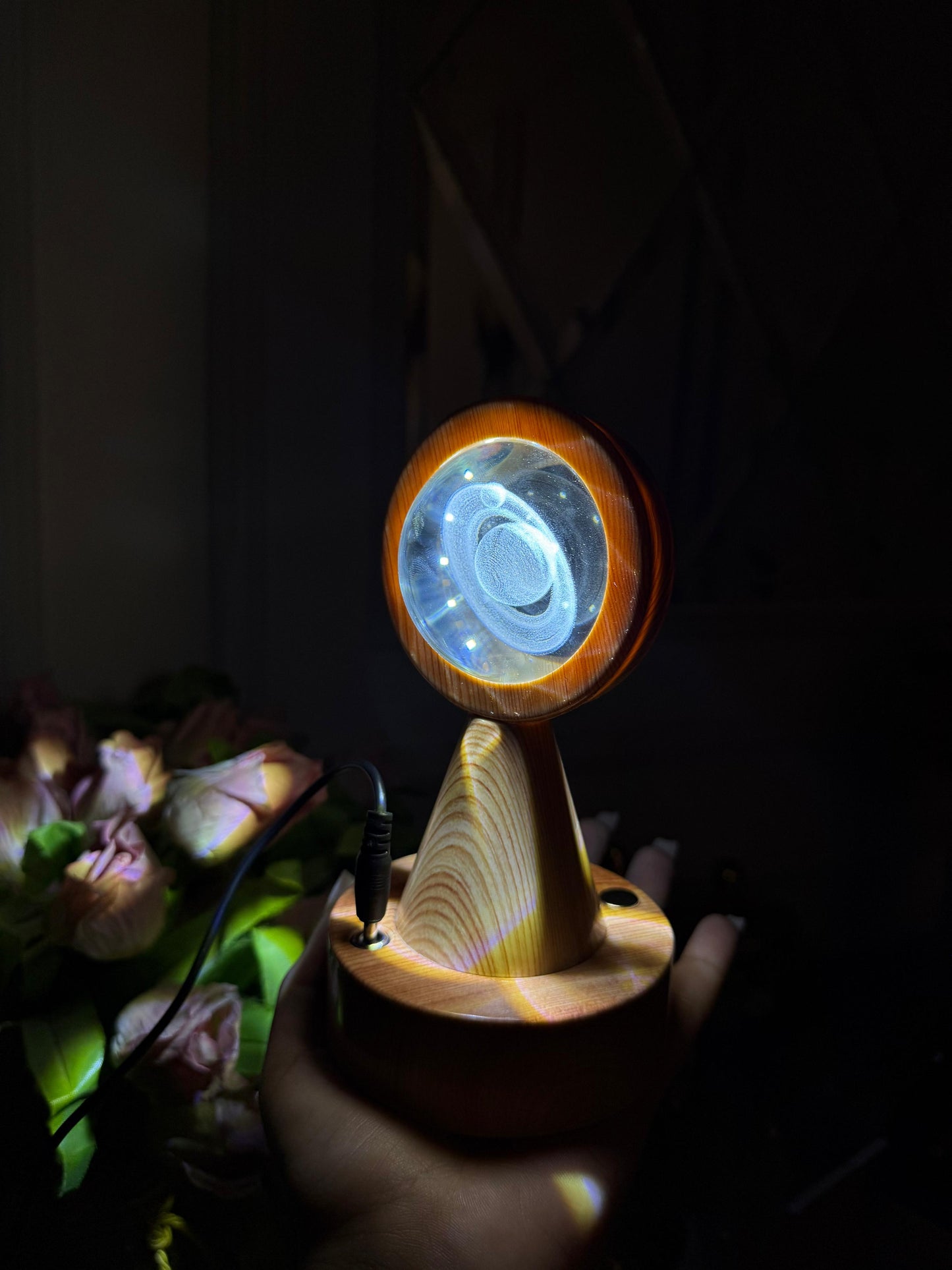 3D crystal ball light universe trio tone lamp
