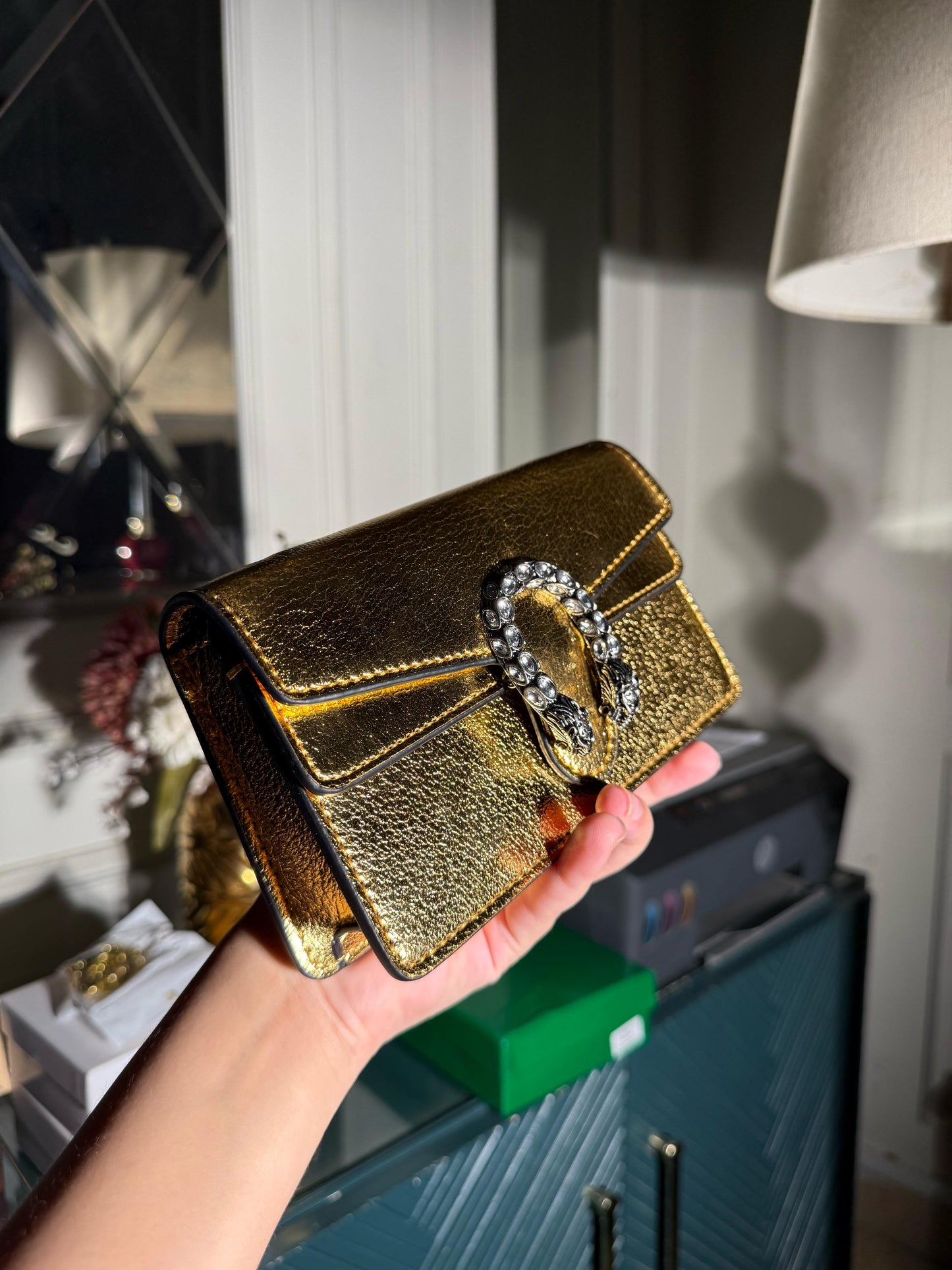 Golden Gucci Miguel studded bag (IMMEDIATE DELIVERY AVAILABLE) (WITH BOX)