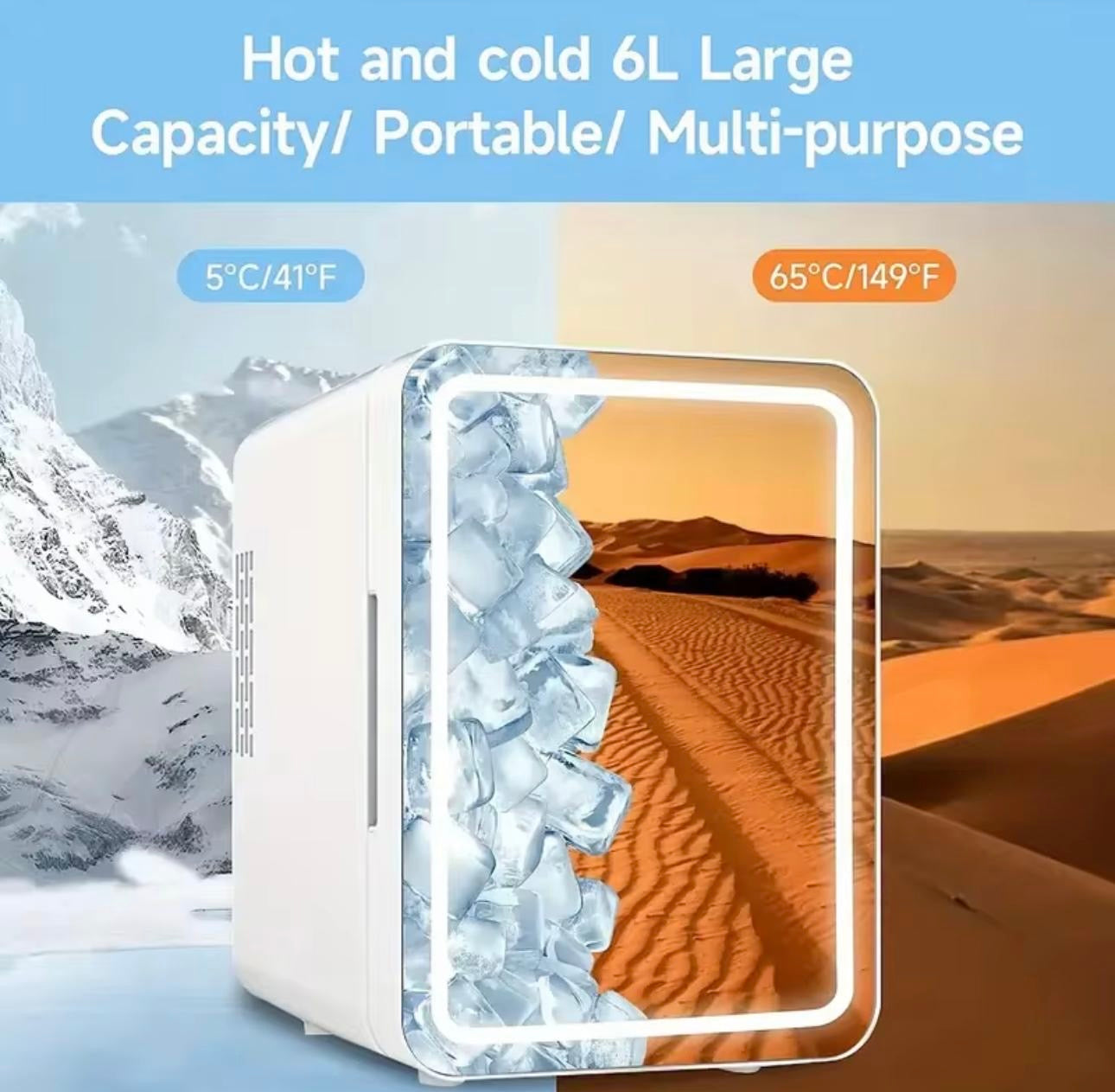 4L Small LED mirror portable fridge