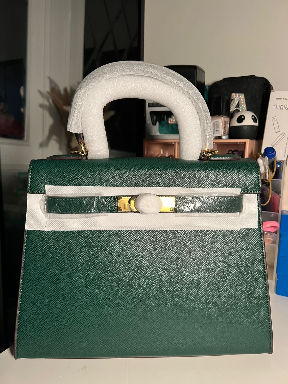 Green big Kelly hand bag (In Stock)