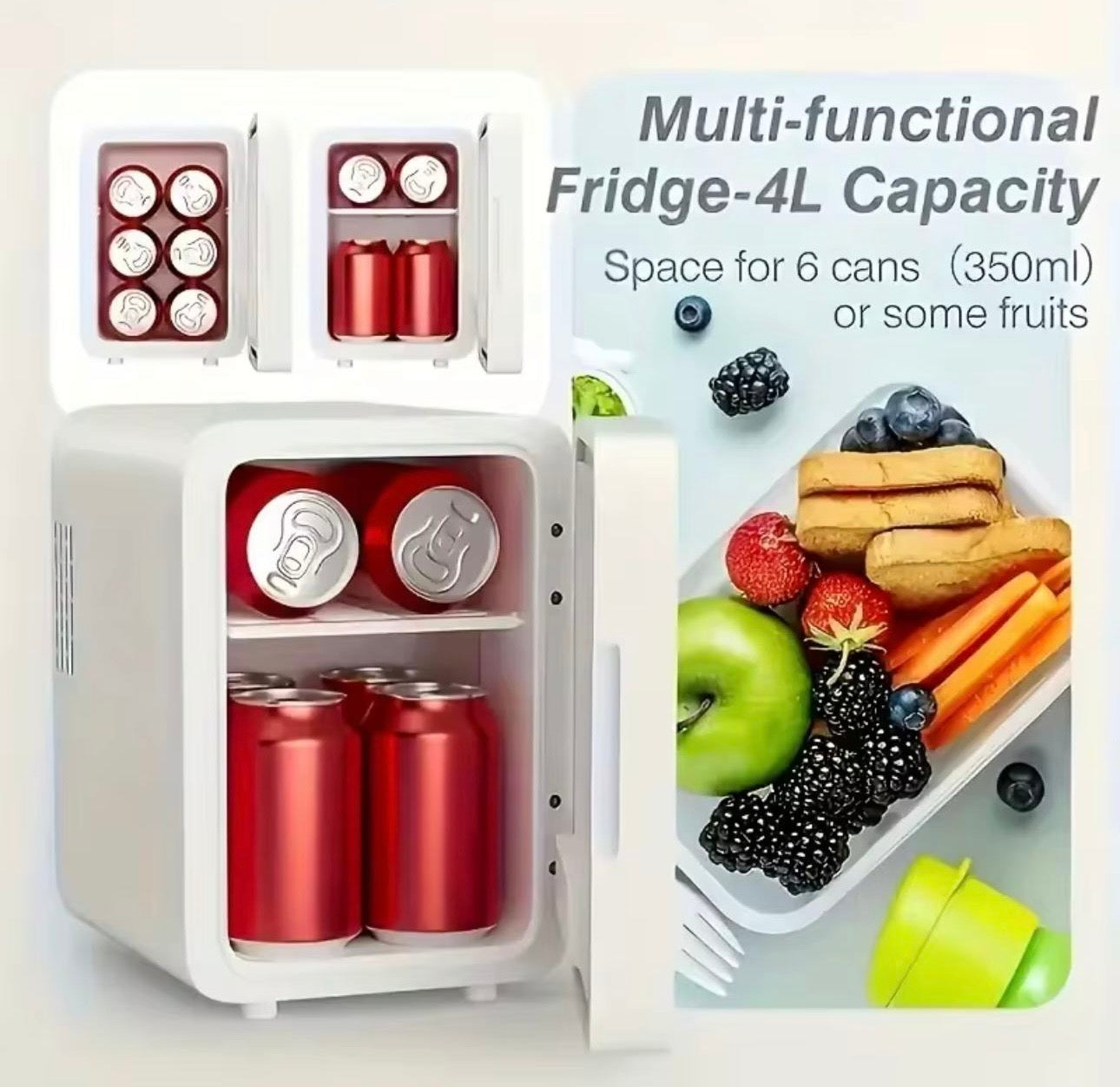 4L Small LED mirror portable fridge