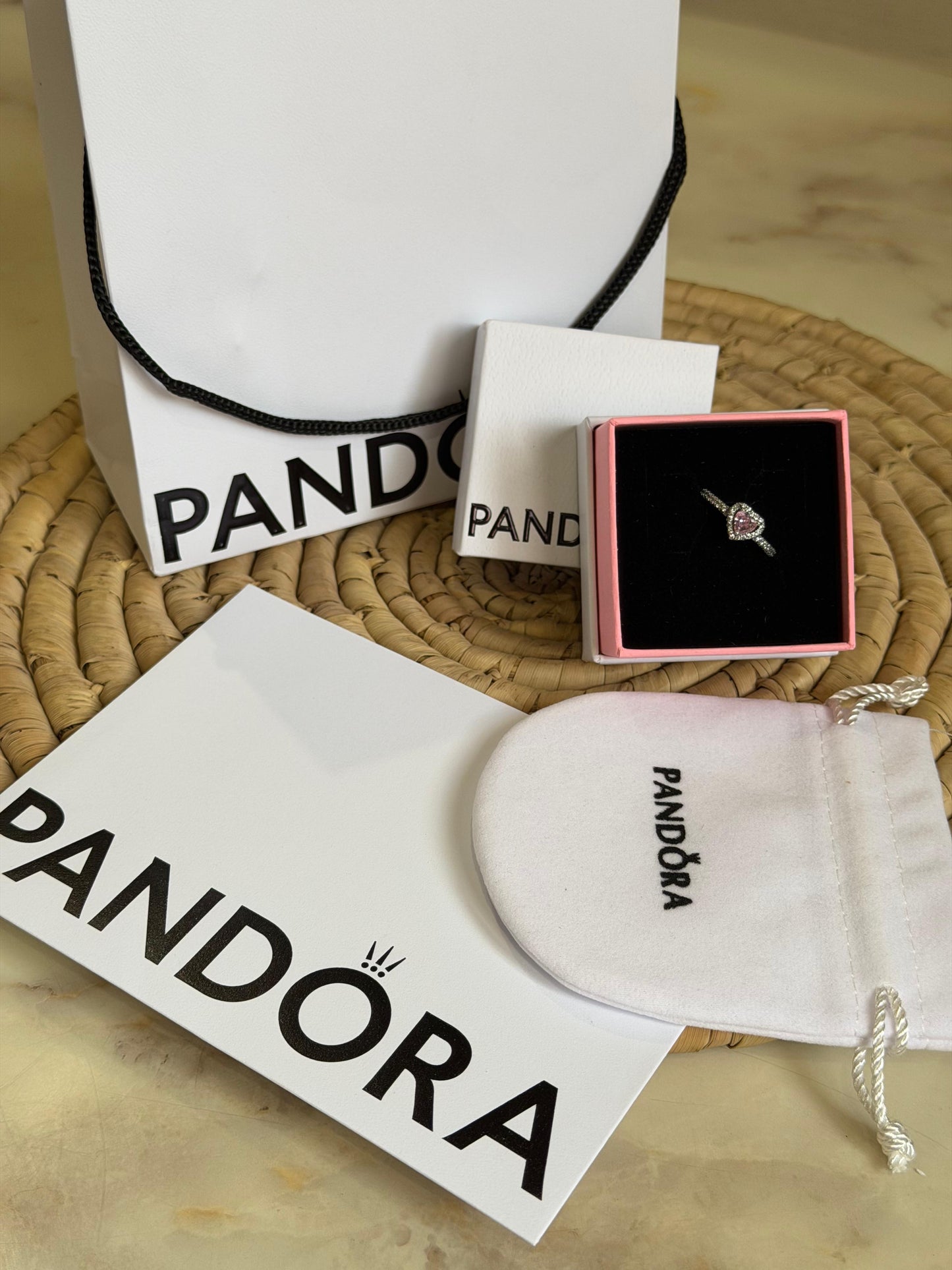 Pandora-Elevated Pink Heart Ring(with box & proper packaging)