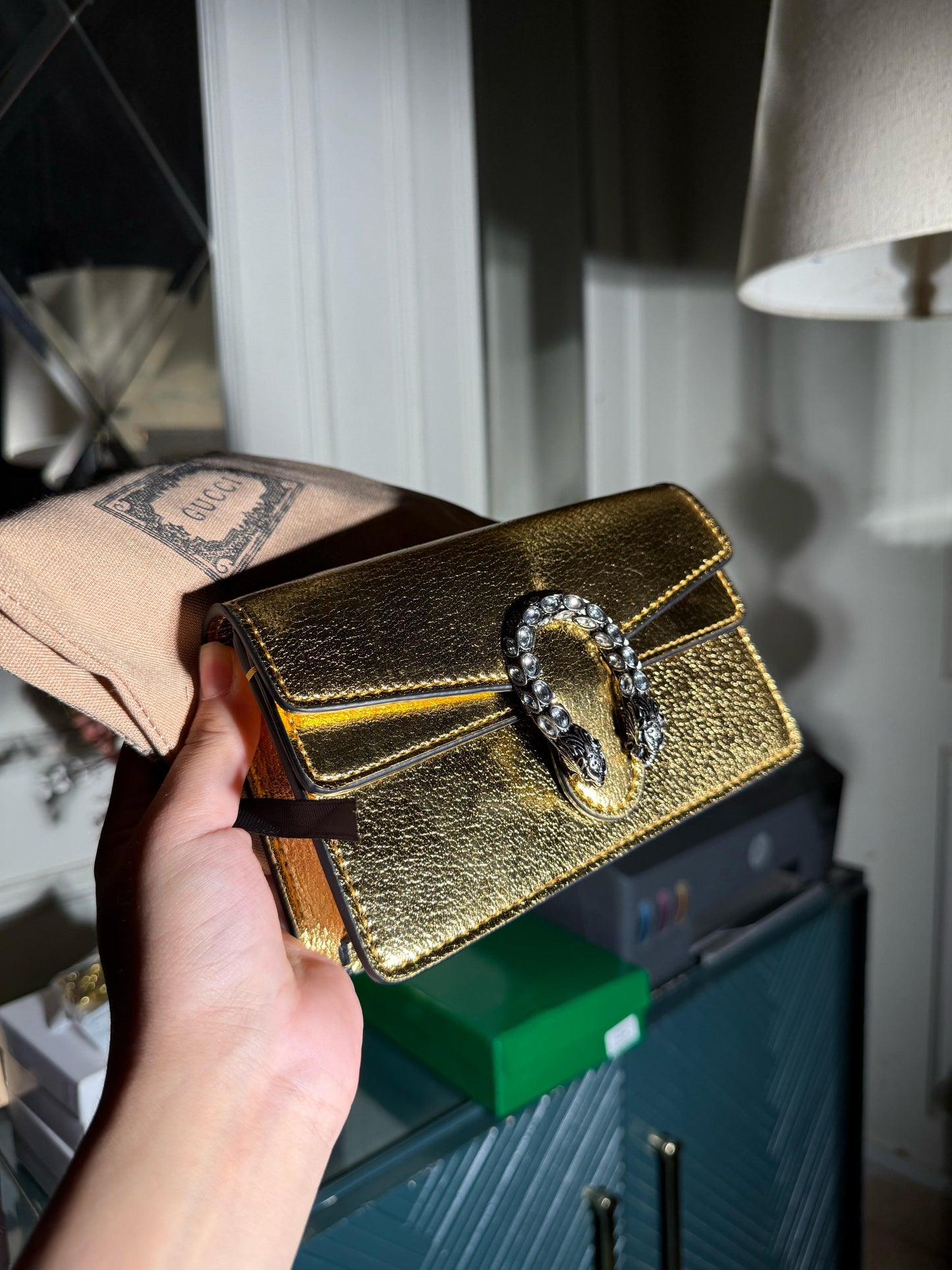 Golden Gucci Miguel studded bag (IMMEDIATE DELIVERY AVAILABLE) (WITH BOX)