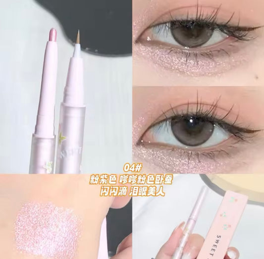 Pink Double Headed Silkworm Pen Glitter Eyeshadow Stick