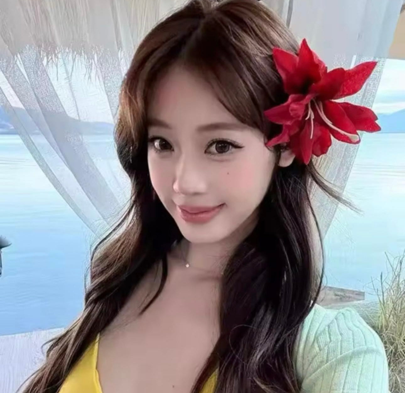 Red Orchid hair clip