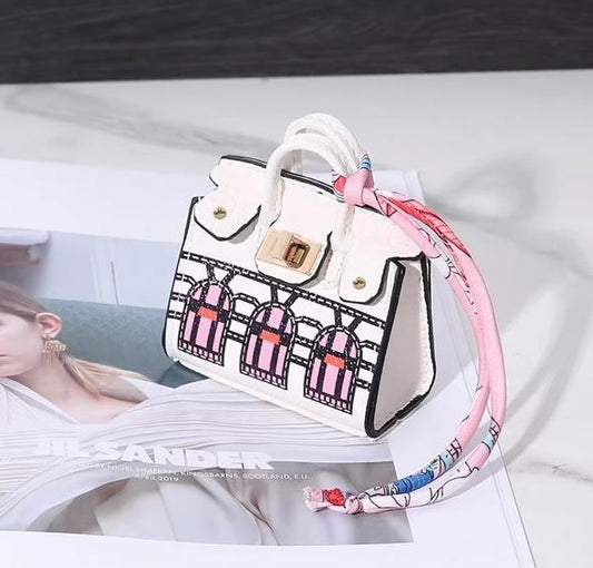 White Hermes Fauxborg Birkin Mini bag charm