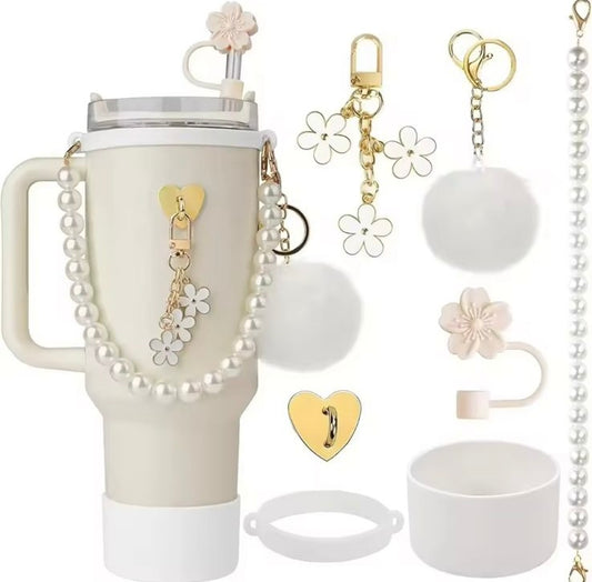 7pcs Beige tumbler accessories Set