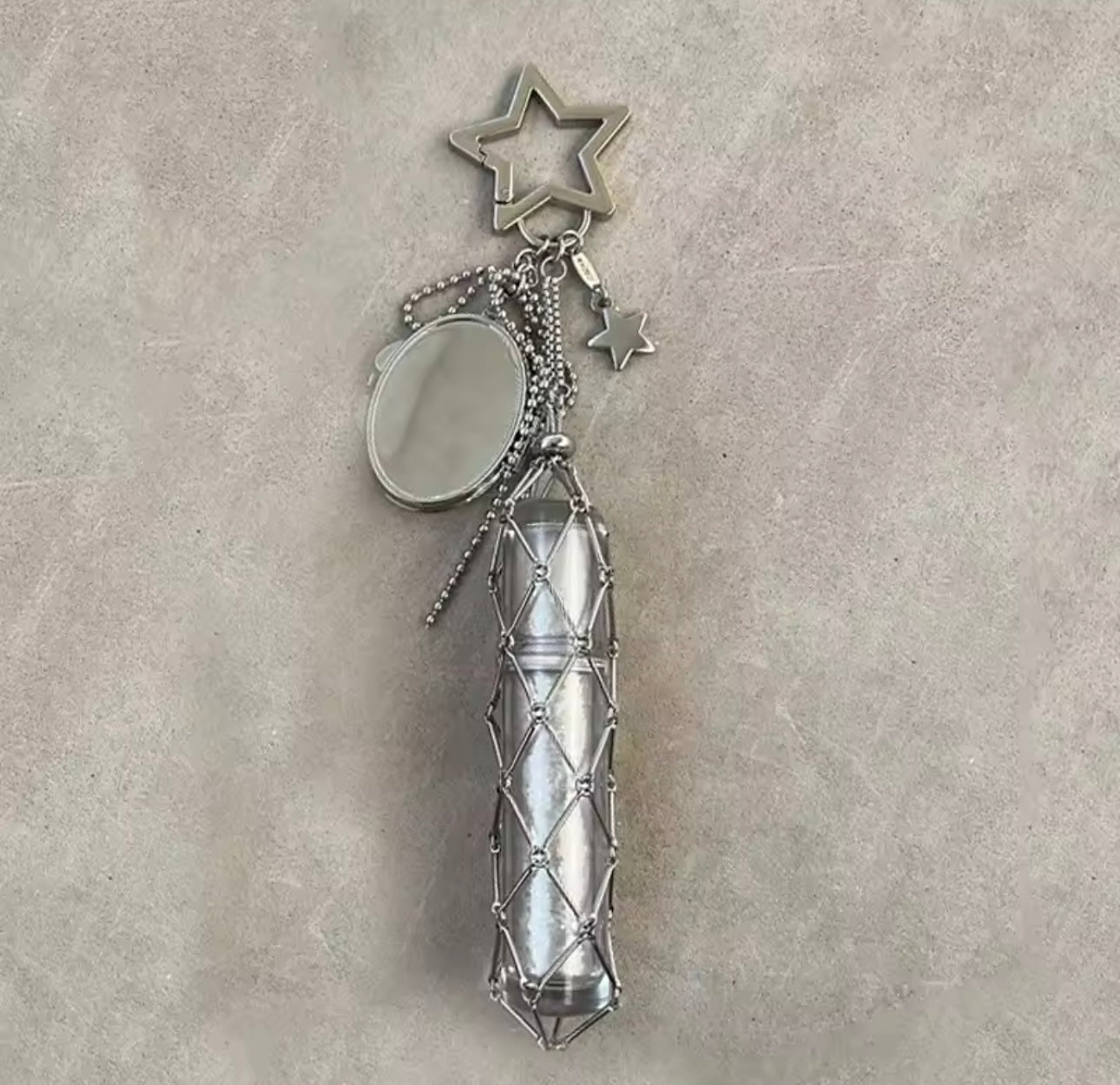 Silver Dior-Inspired Stick Keychain (Star Design)