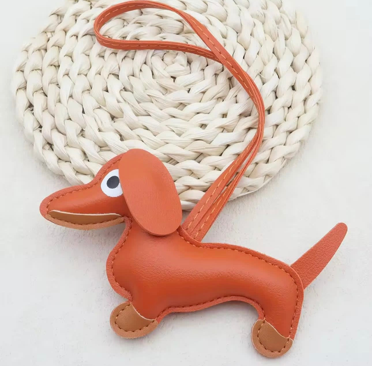 Orange dog bag charm keychain