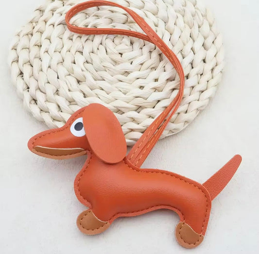 Orange dog bag charm keychain