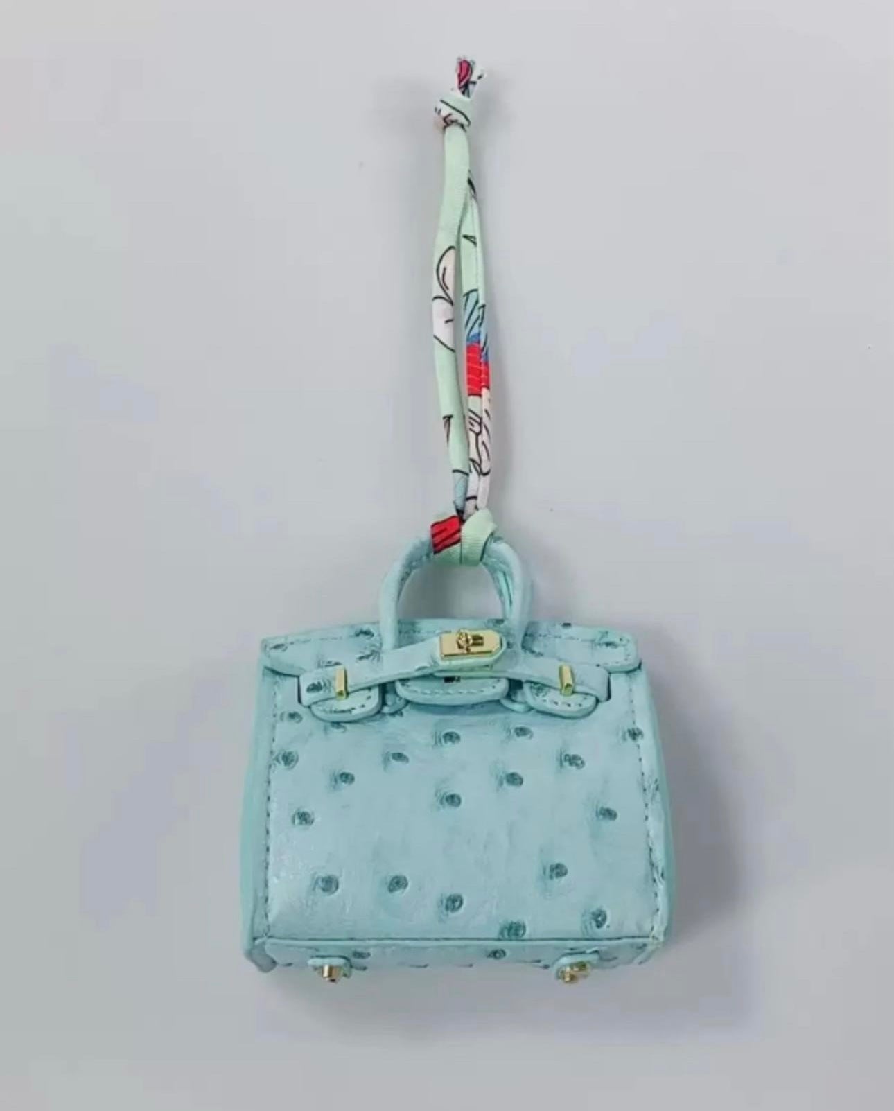 Birkin Ice Ostrich Leather Mini bag charm