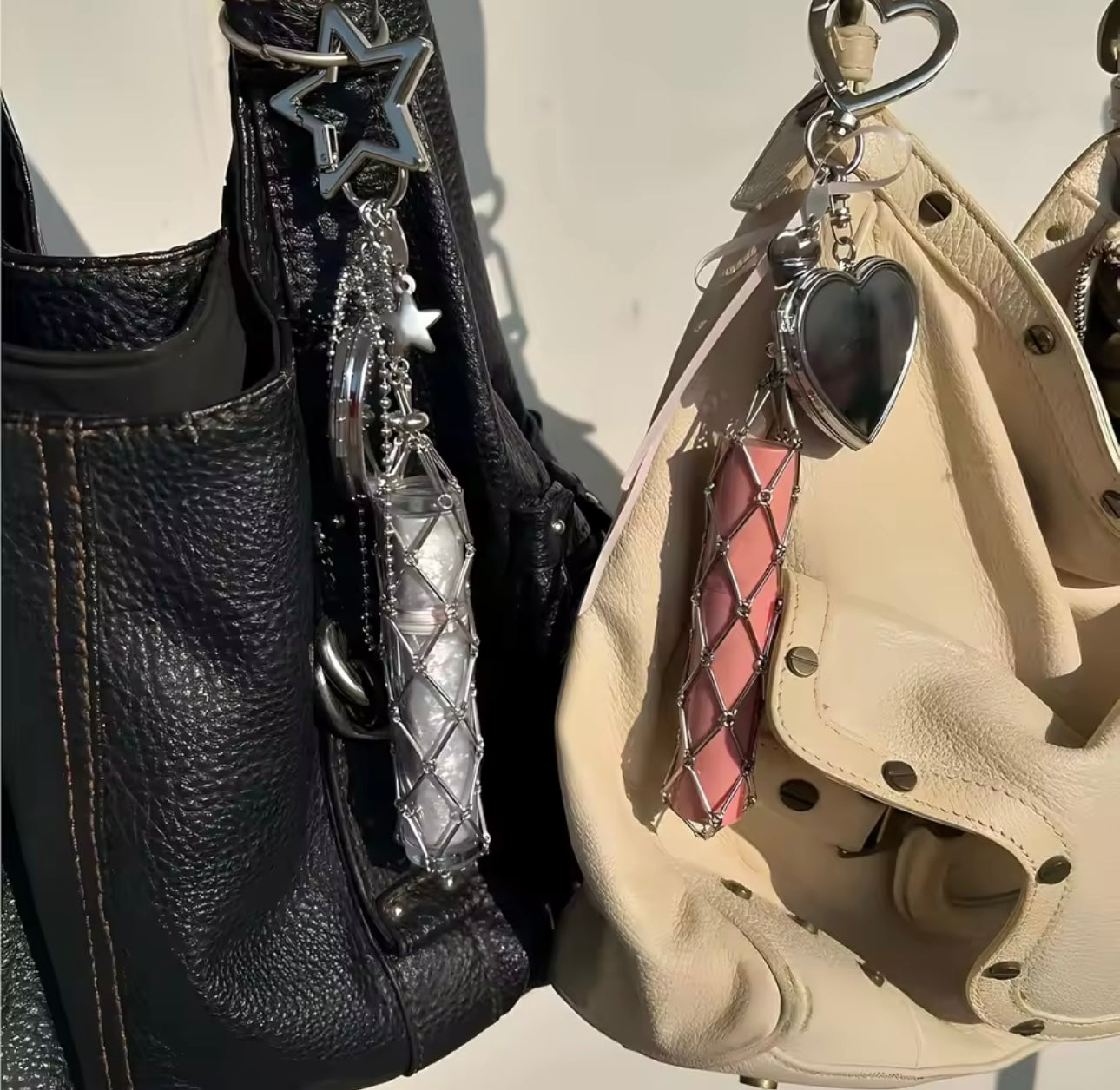 Silver Dior-Inspired Stick Keychain (Heart Design)