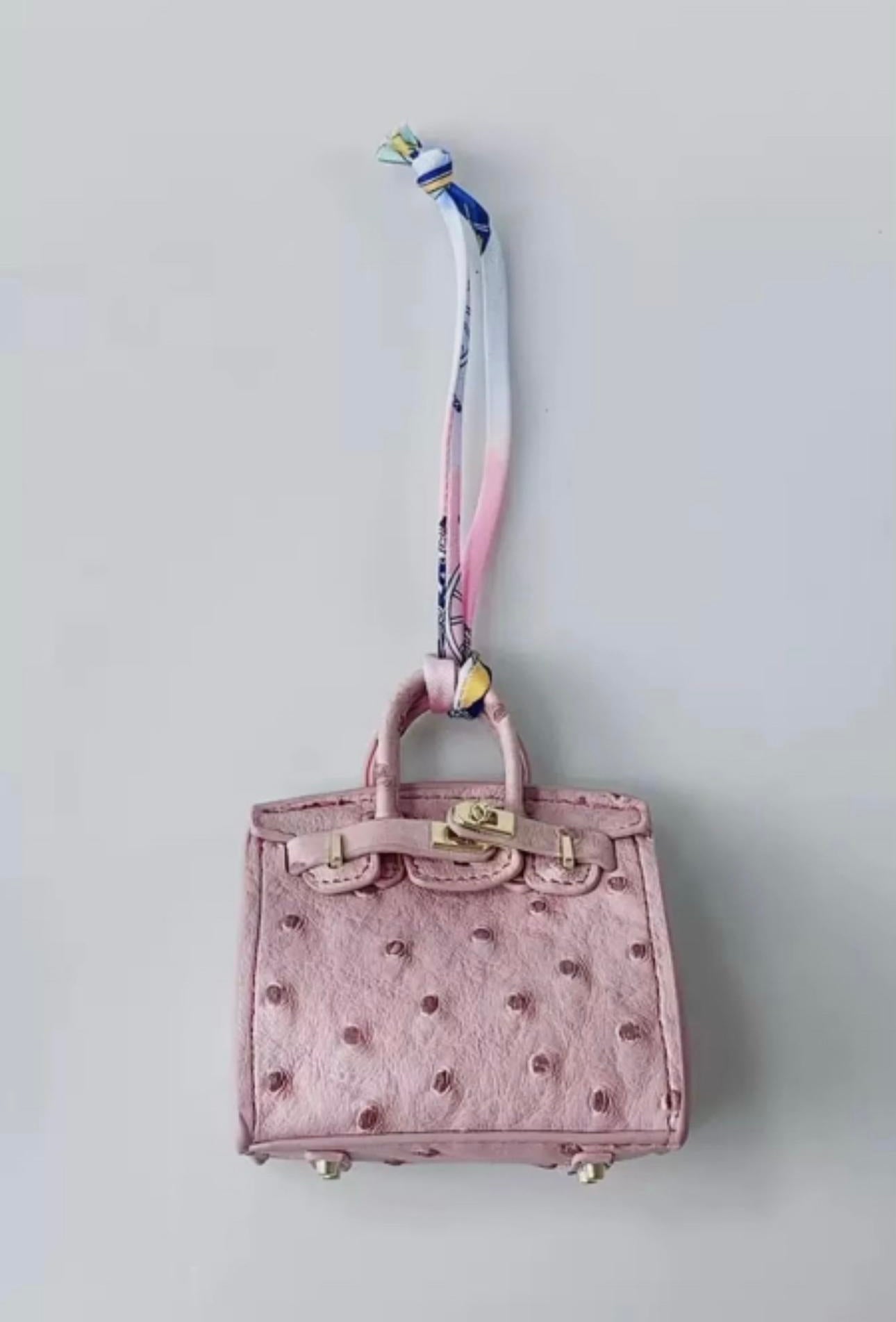 Birkin Mauve Ostrich Leather Mini bag charm