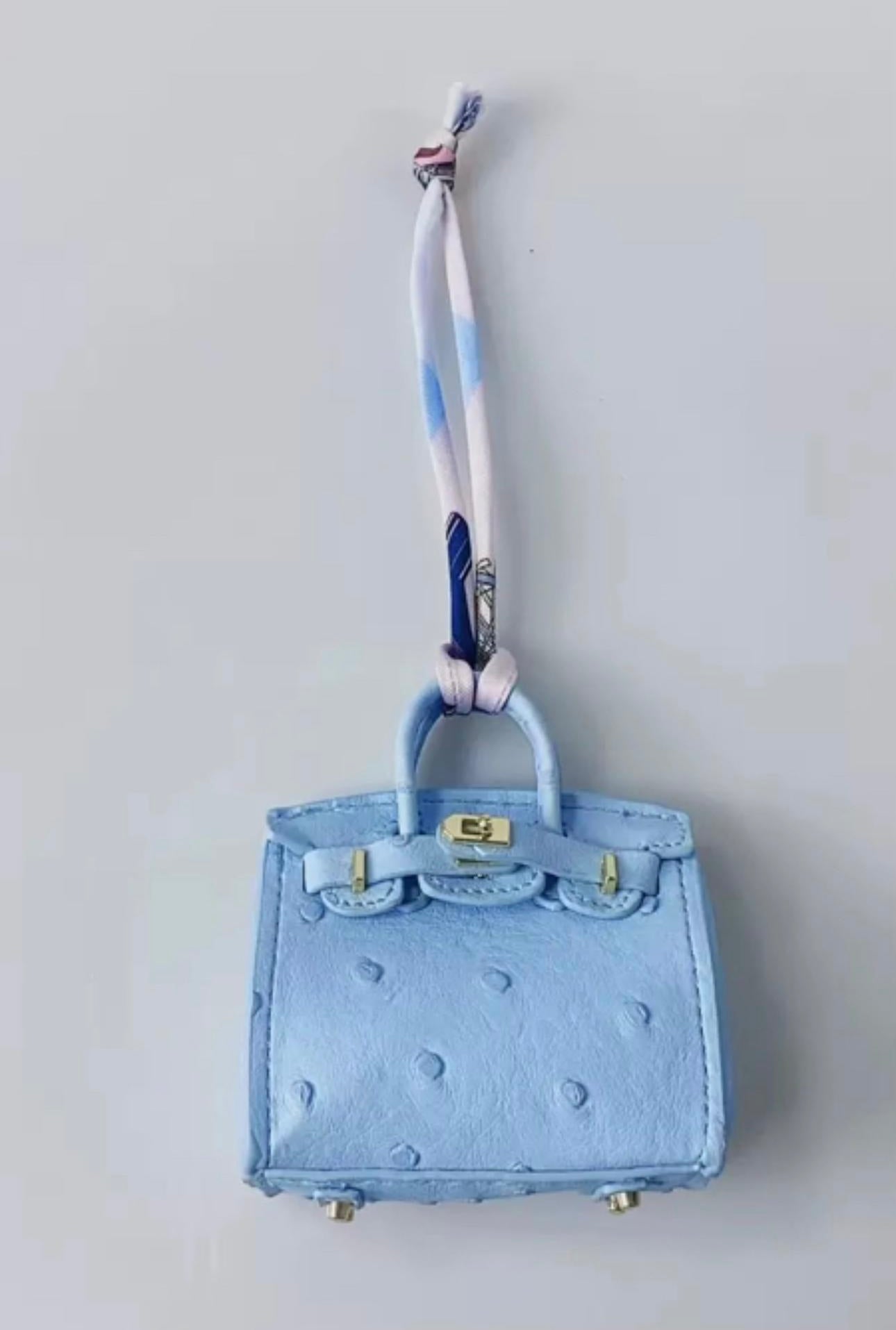 Birkin Sea Ostrich Leather Mini bag charm