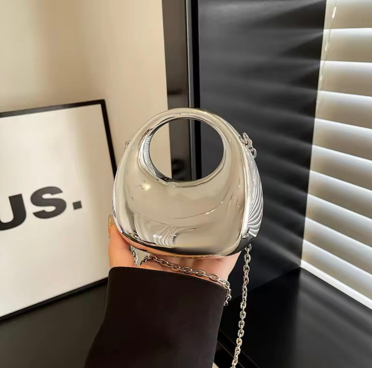 Metallic ring handle handbag (available for immediate delivery)