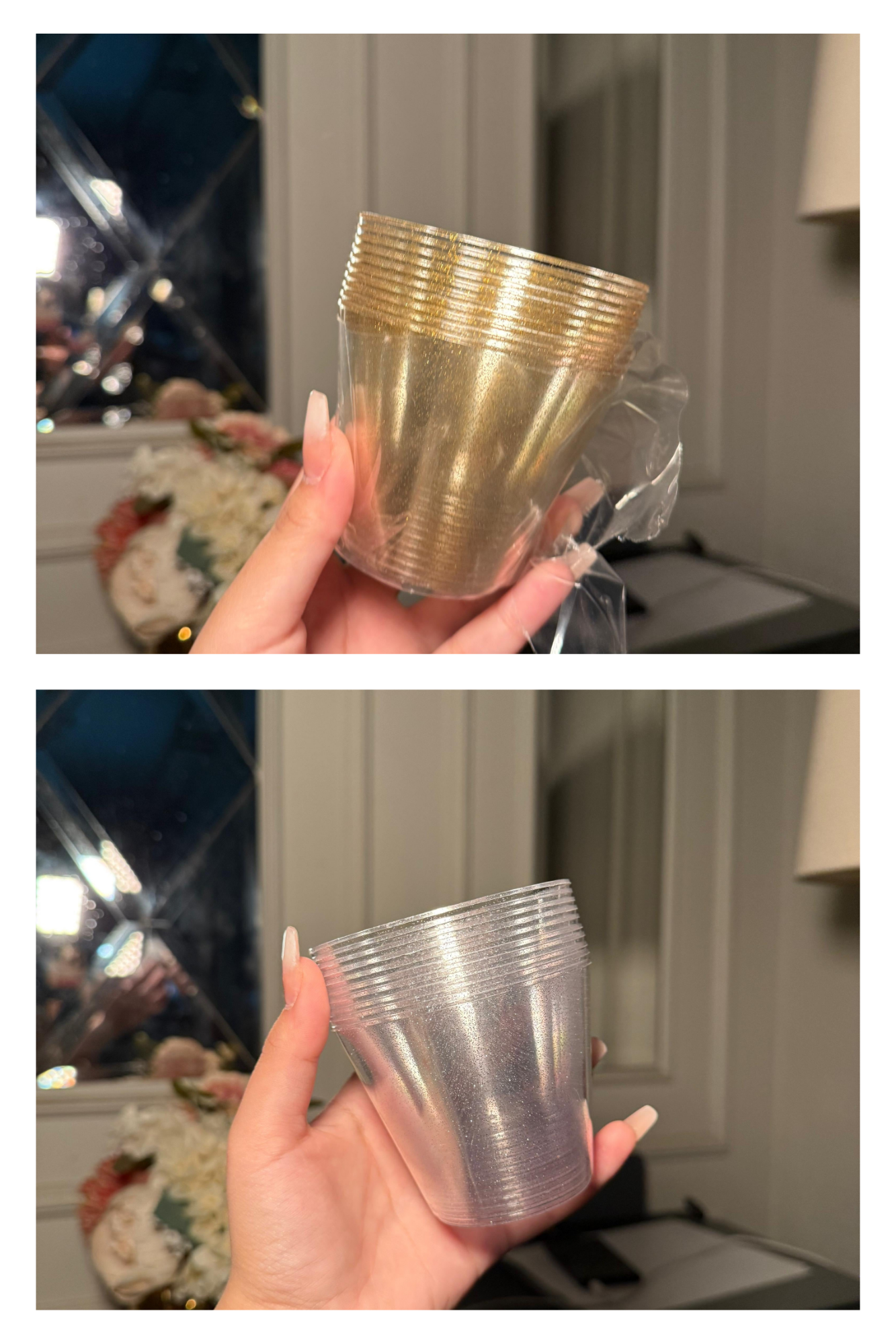 Glitter party disposable cups pack of 10pcs