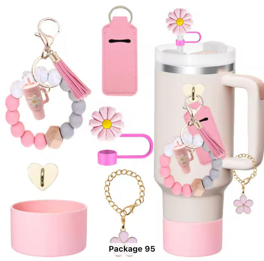 6pcs Pink Tumbler accessories set