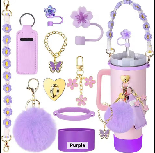 10pcs Lilac tumbler accessories Set