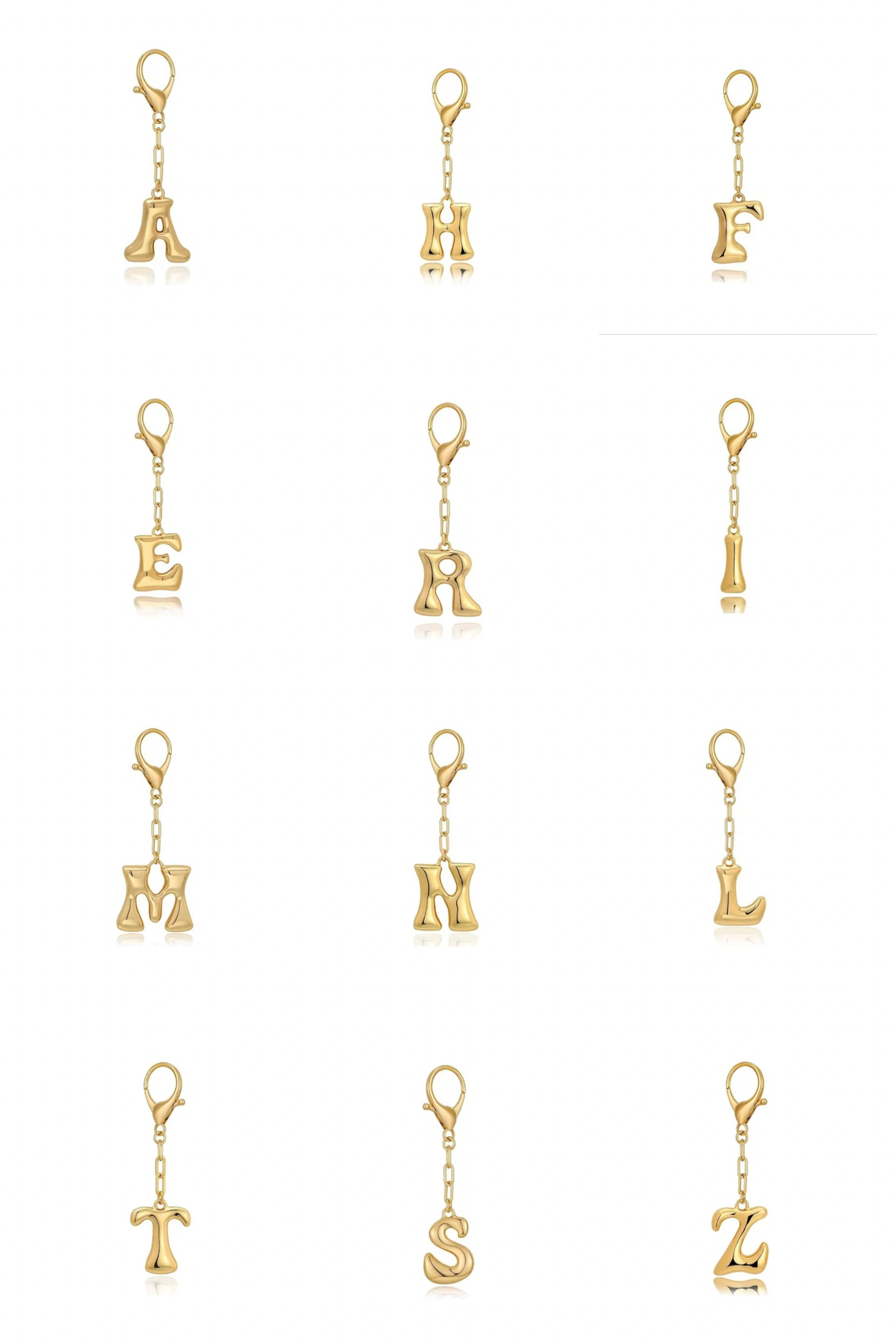Alphabet’s gold bubble charm bag keychain