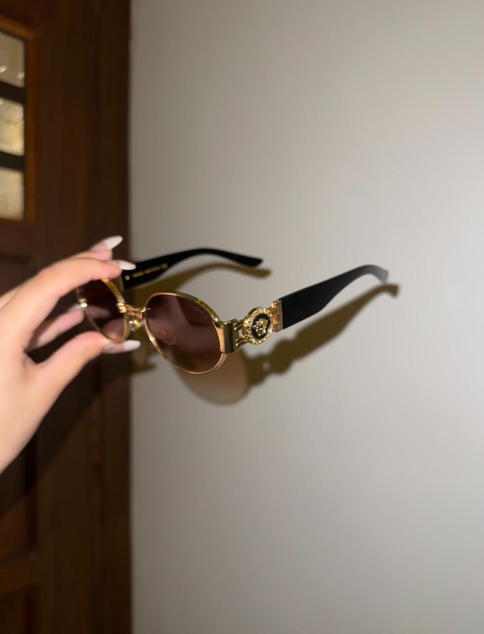 Brown  metal frame Versace glasses