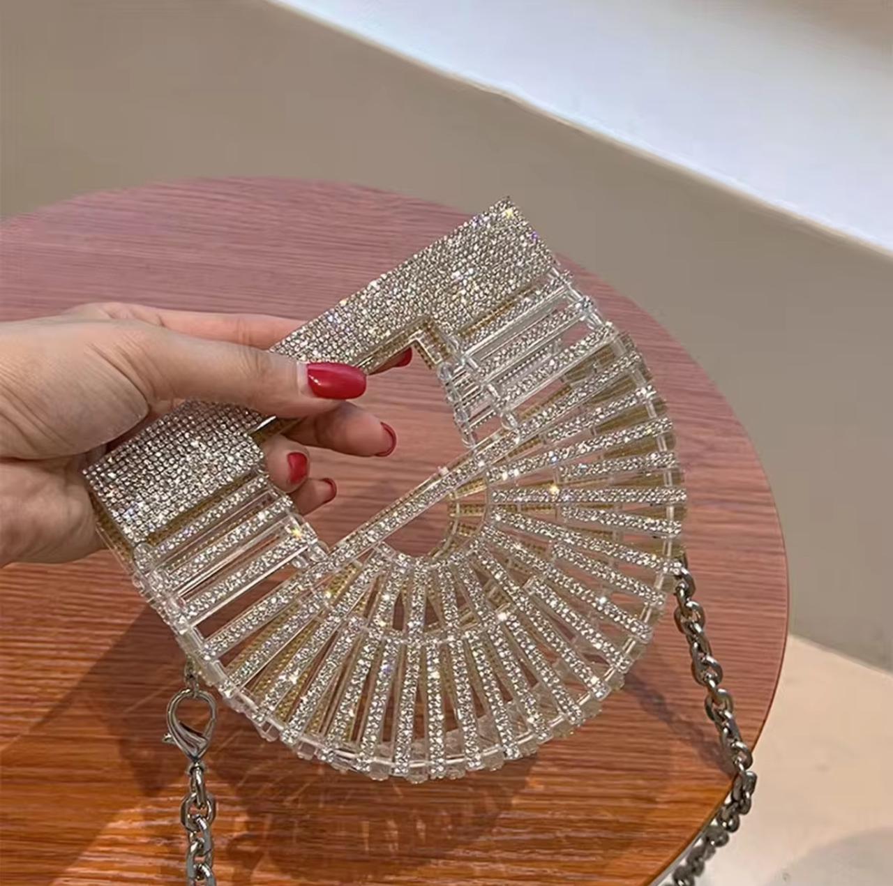 Silver Half moon crystal bag (20-25 delivery time)