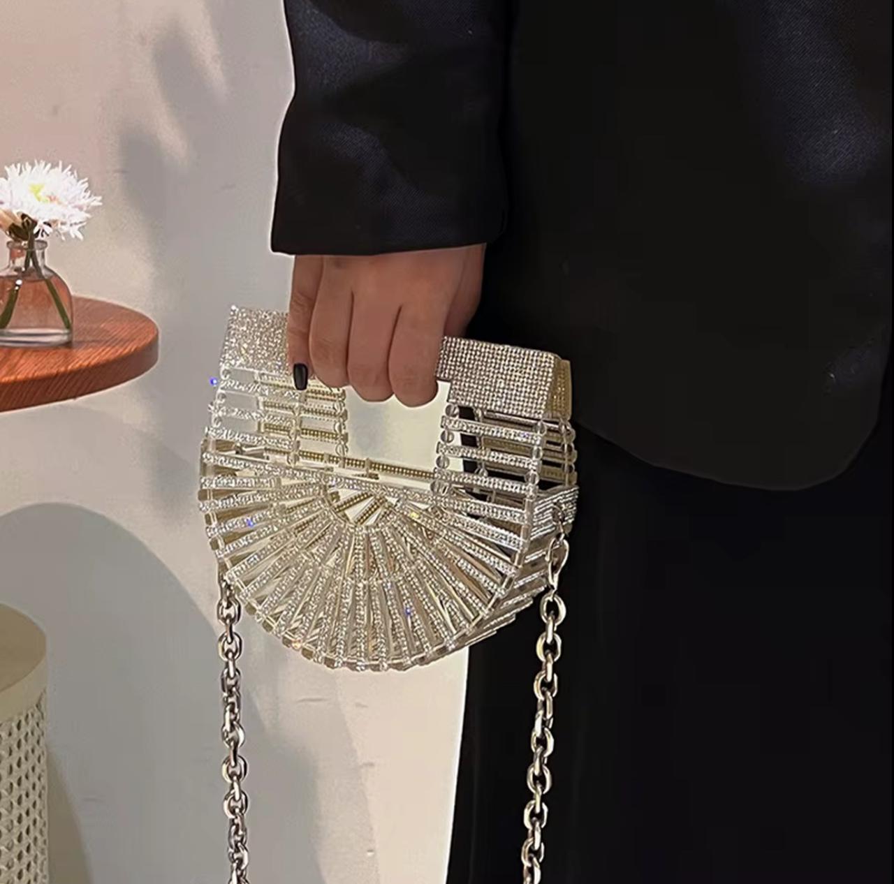 Silver Half moon crystal bag (20-25 delivery time)