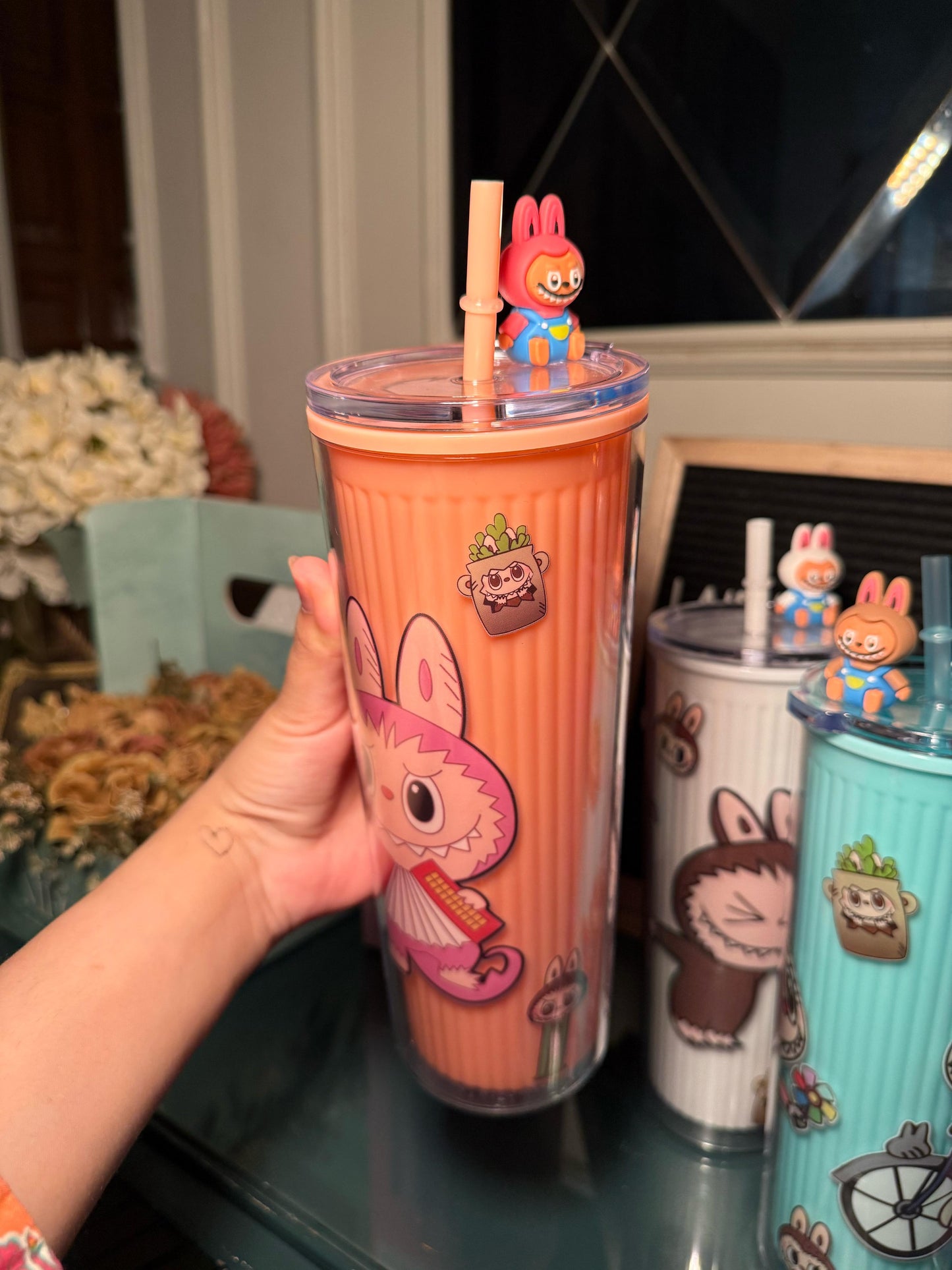 Peach Labubu sipper