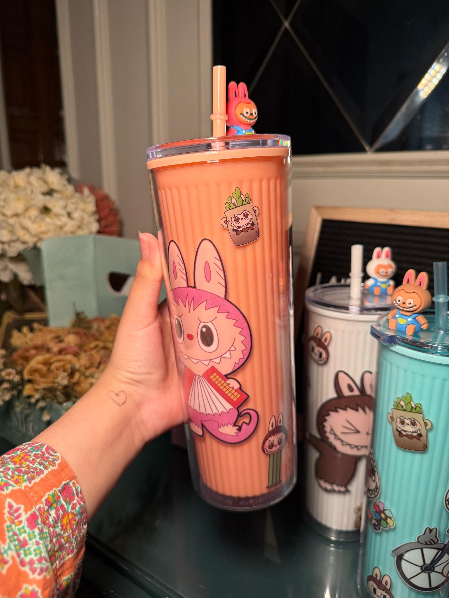 Peach Labubu sipper