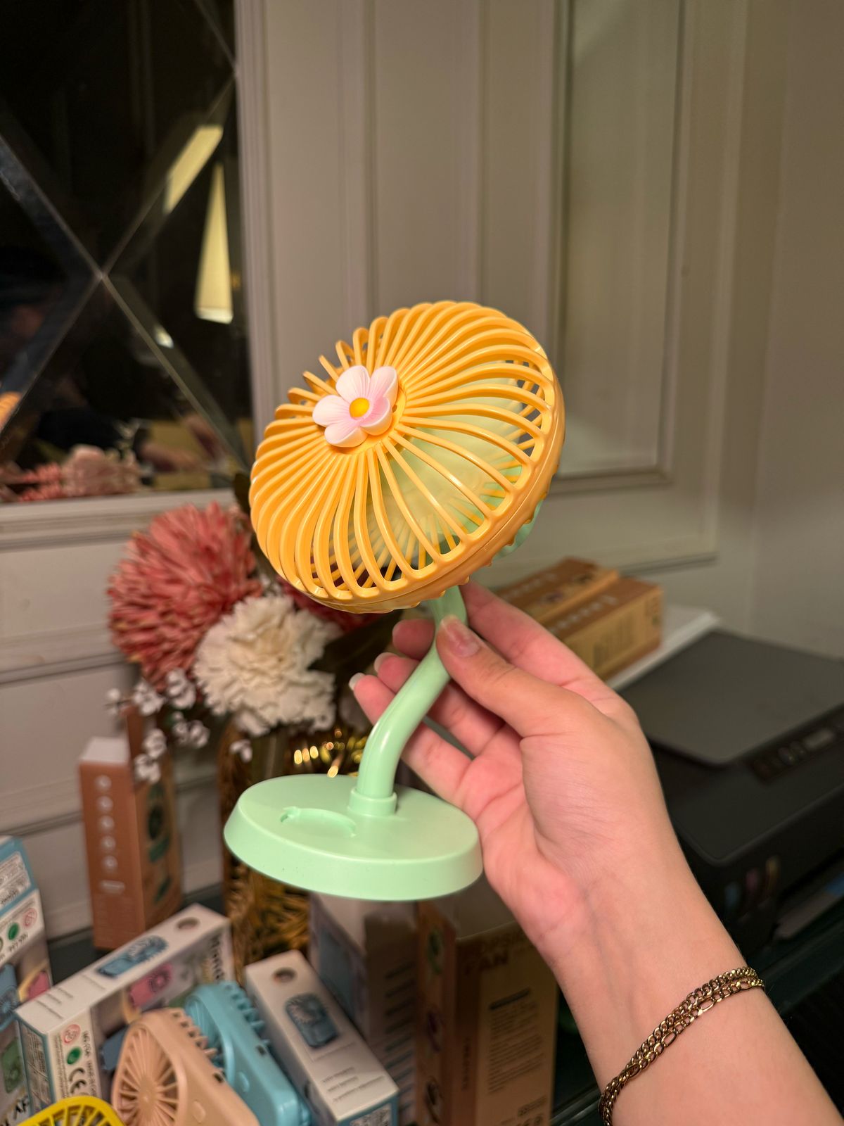Orange Flower Fan