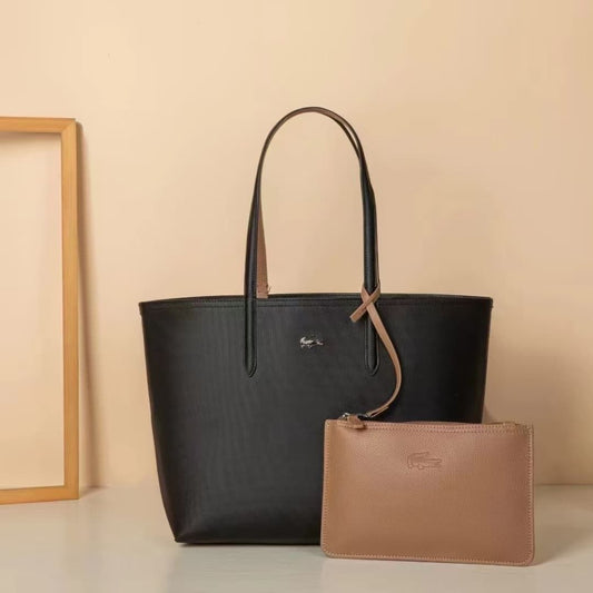 Black with brown lacoste tote bag (IMMEDIATE DELIVERY AVAILABLE)