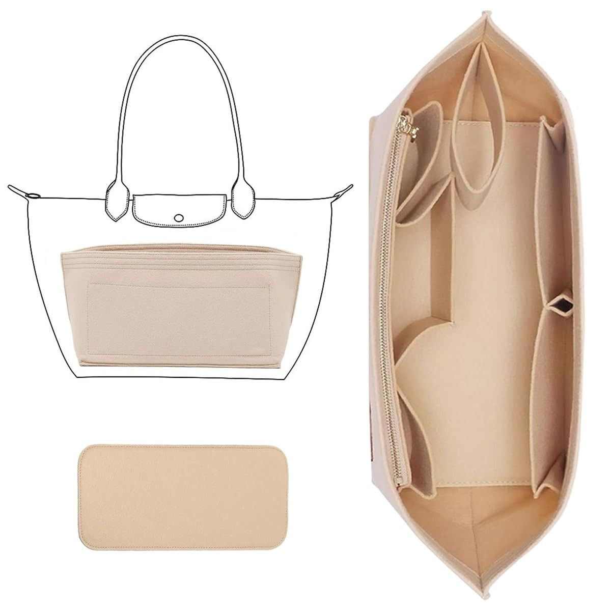 Medium Felt bag organizer (felt insert) for bags