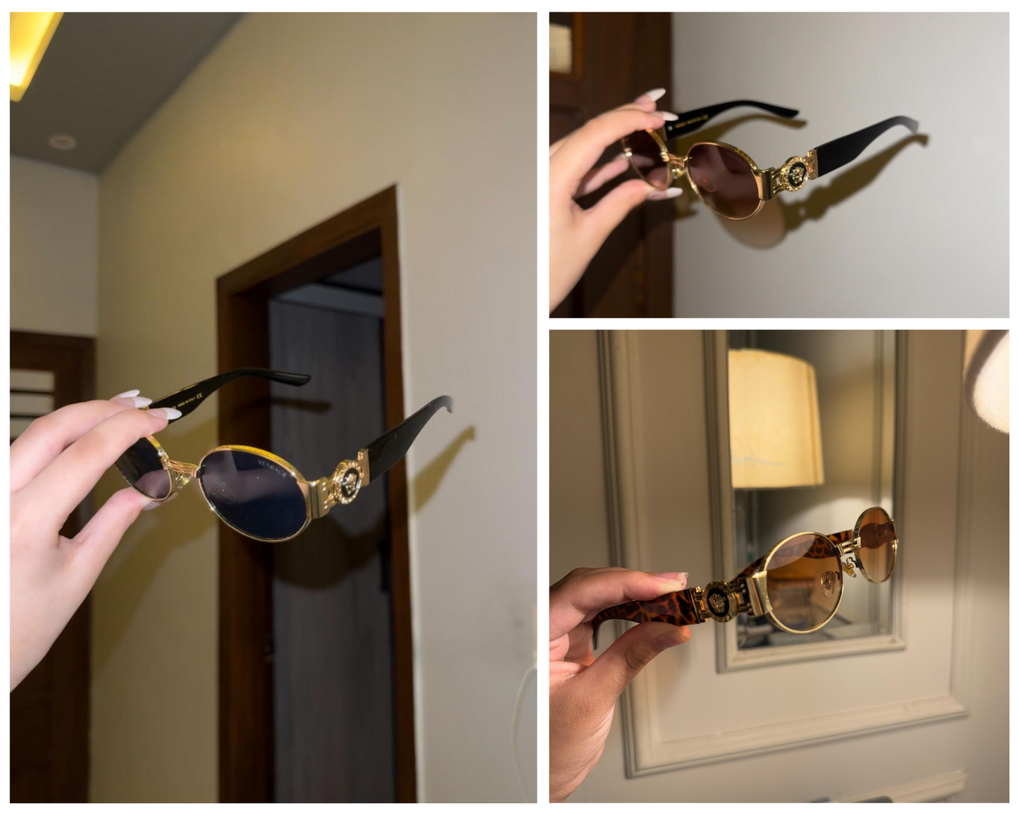metal frame Versace glasses